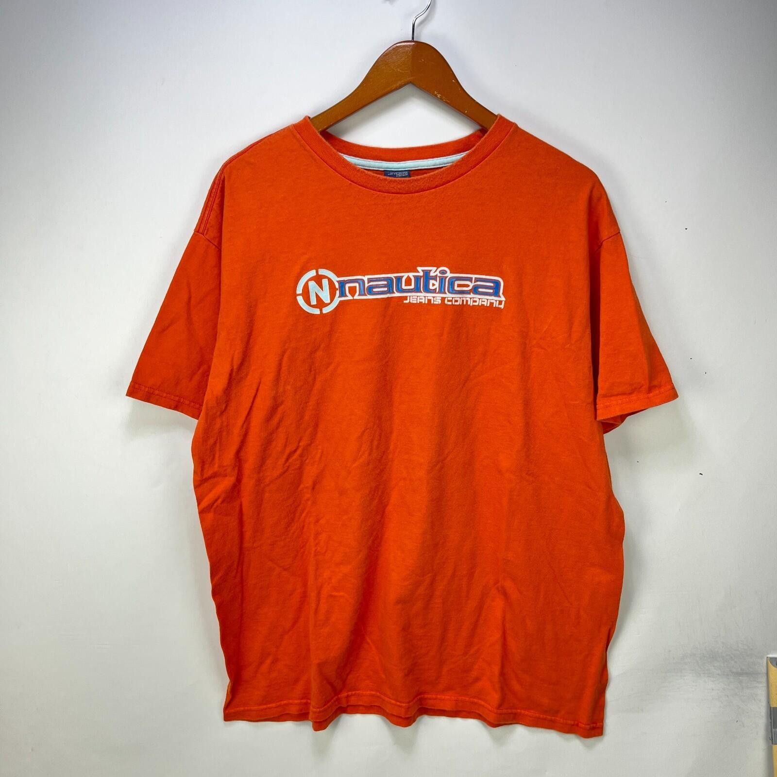 Nautica Vintage Y2K Nautica Jeans Company Orange Spellout T Shirt XL Size US XL / EU 56 / 4 - 1 Thumbnail