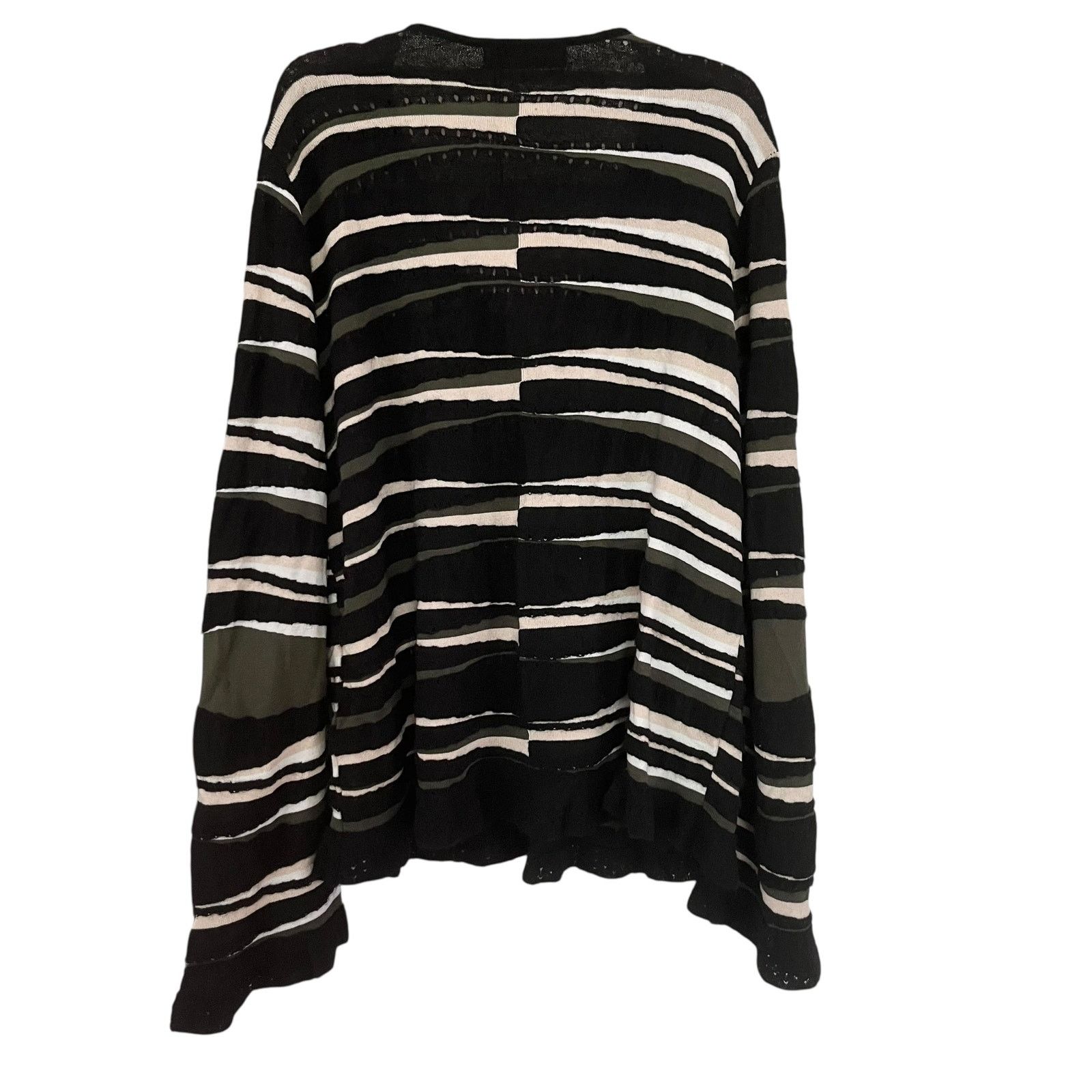 Other Aldo + Martins Black Abstract Stripe Wool Cardigan Sweater Size L / US 10 / IT 46 - 3 Thumbnail