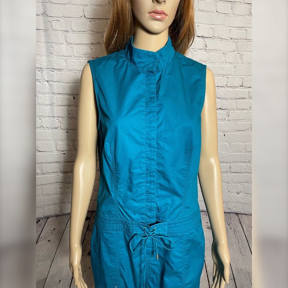 Calvin Klein Calvin Klein Cotton Drawstring Sleeveless Turquoise Mini Dr Size L / US 10 / IT 46 - 2 Thumbnail