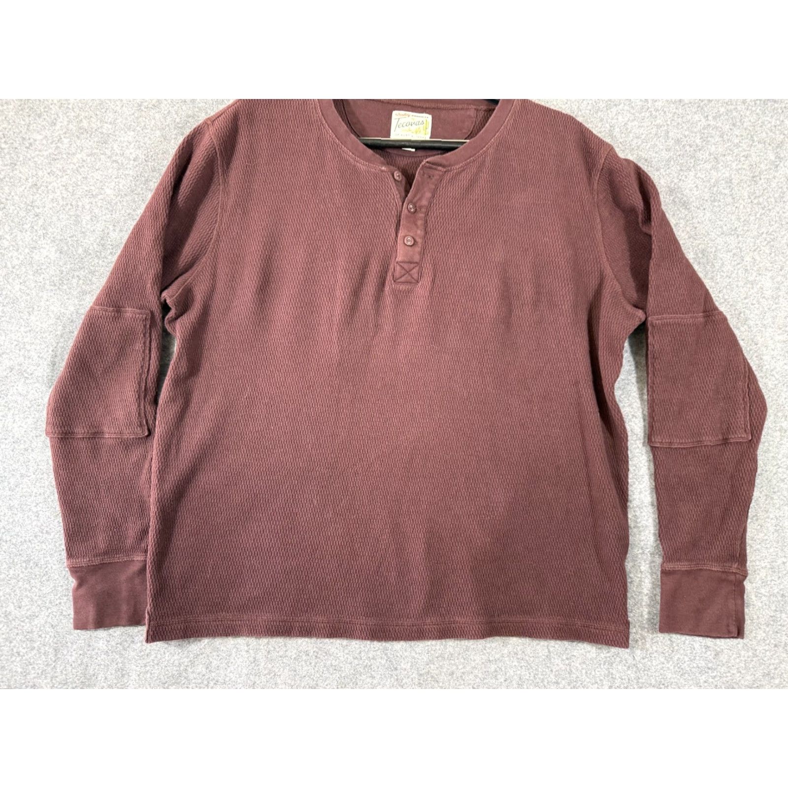 Tecovas Tecovas Henley Shirt Mens XL Brown Thermal Waffle Knit Long Sleeve Western Size US XL / EU 56 / 4 - 4 Thumbnail