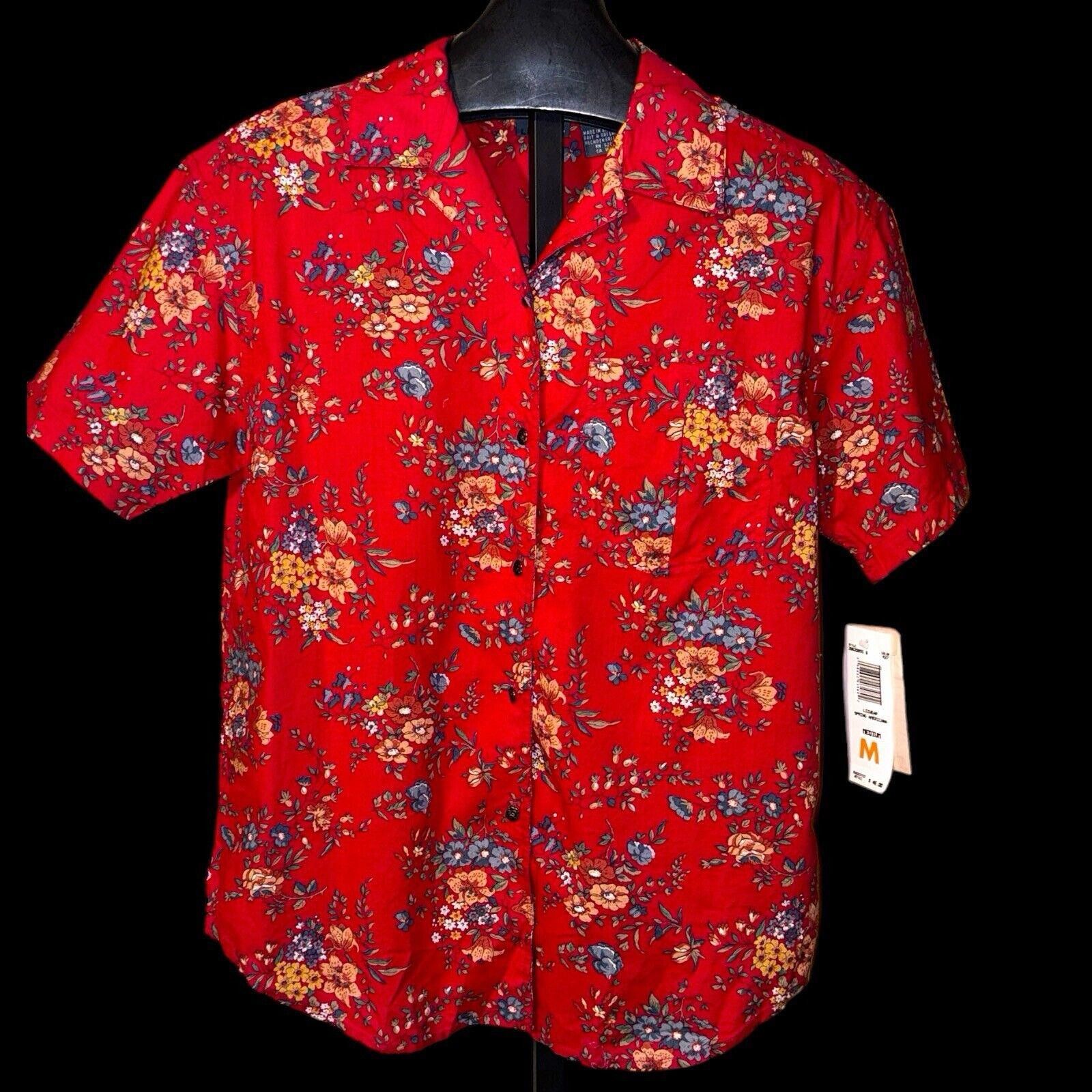 Designer NWT Vintage Liz Wear Claiborne Red Cotton Button Up Top Sz M Size M / US 6-8 / IT 42-44 - 1 Thumbnail