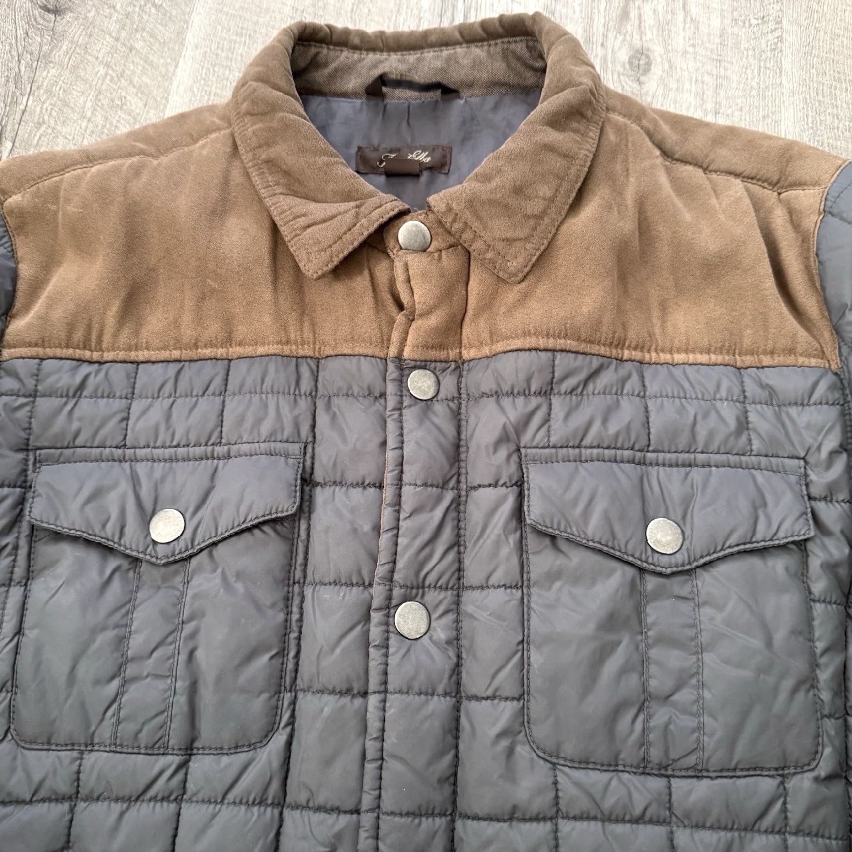 Tasso Elba Tasso Elba Shirt Jacket Mens XL Charcoal Brown Elbow Patch Quilted Shacket Size US XL / EU 56 / 4 - 8 Thumbnail