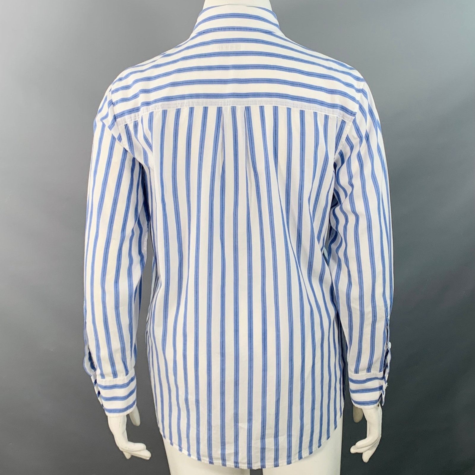 Equipment EQUIPMENT Blue White Cotton Stripe Button Down Collar Shirt Size L / US 10 / IT 46 - 4 Thumbnail