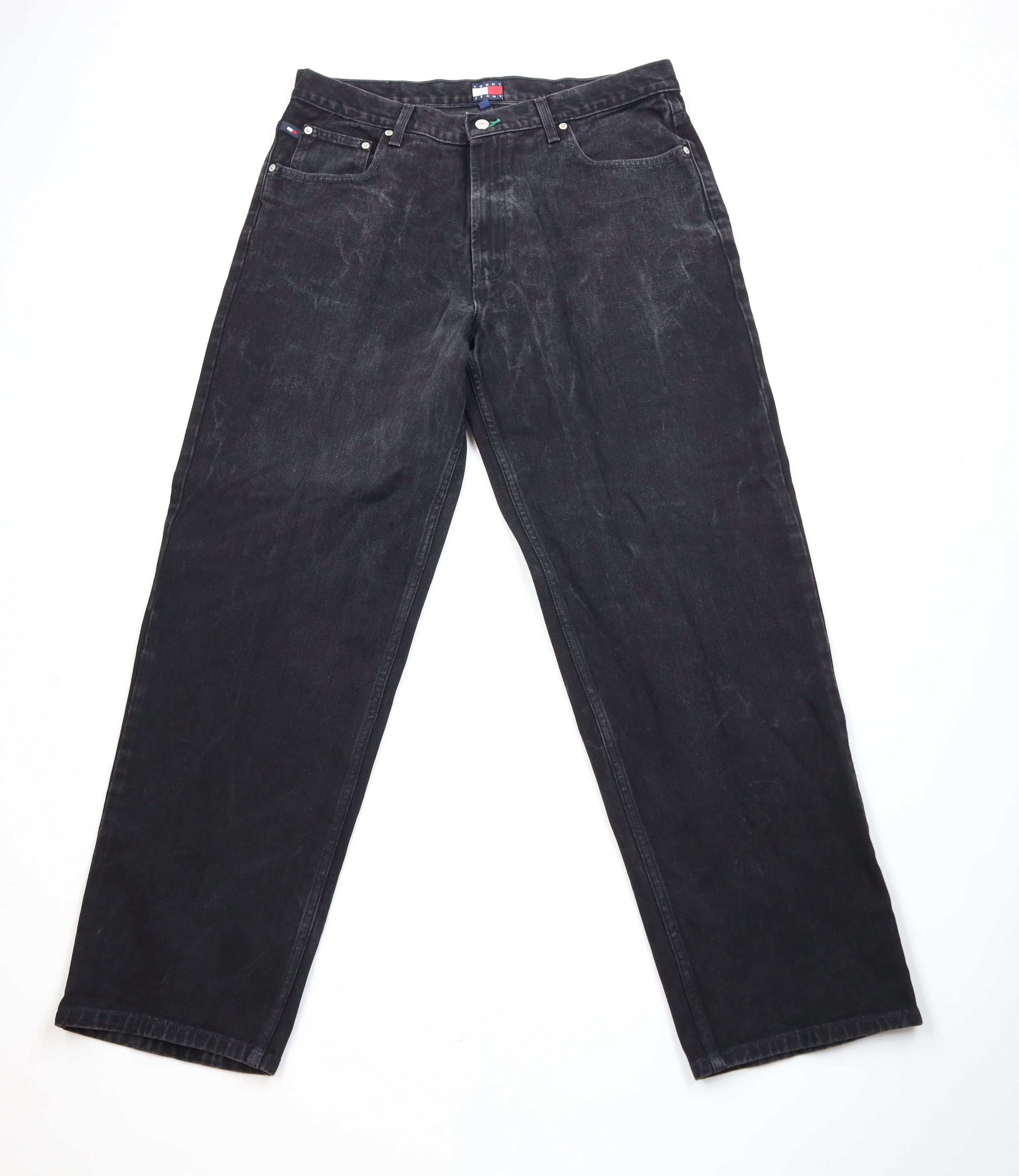 Tommy Hilfiger Vintage 90s Tommy Hilfiger Baggy Wide Leg Denim Jeans Black Size US 38 / EU 54 - 1 Thumbnail