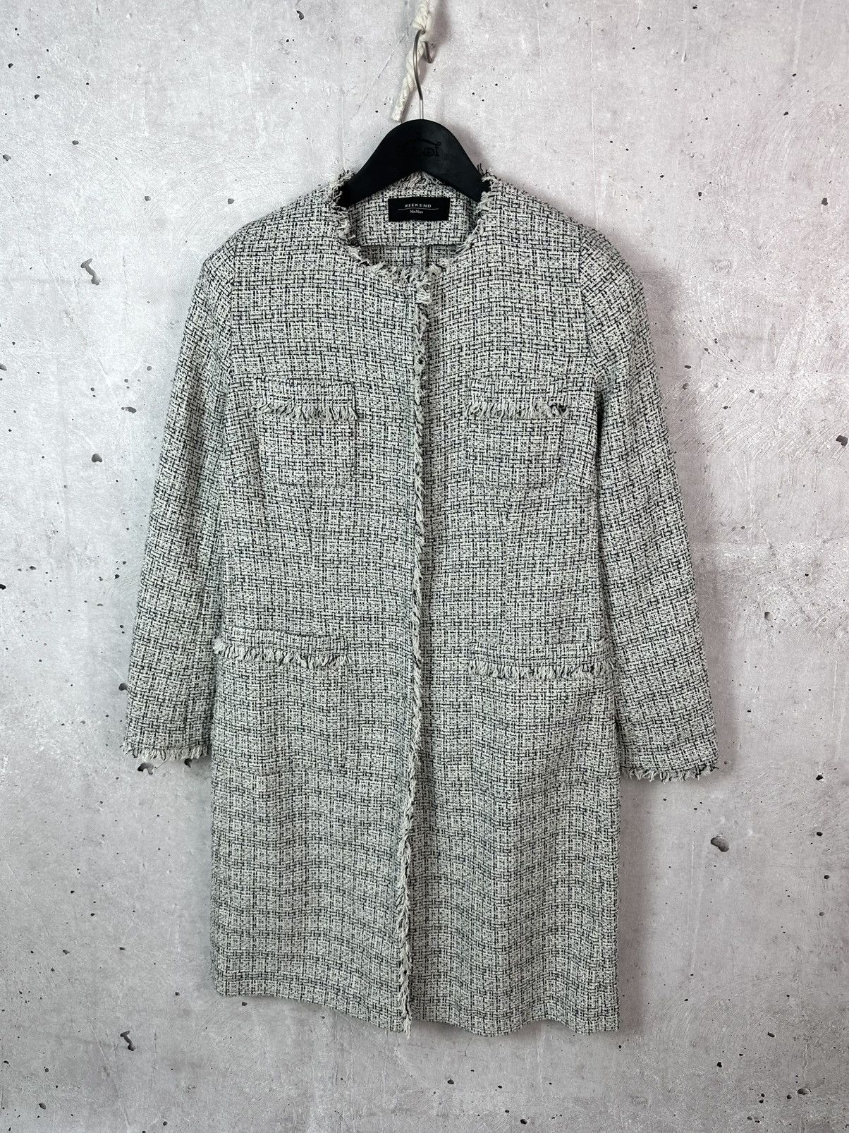 Weekend Max Mara Max Mara Weekend Tweed White-Black Cotton Women’s Coat Size M / US 6-8 / IT 42-44 - 1 Thumbnail
