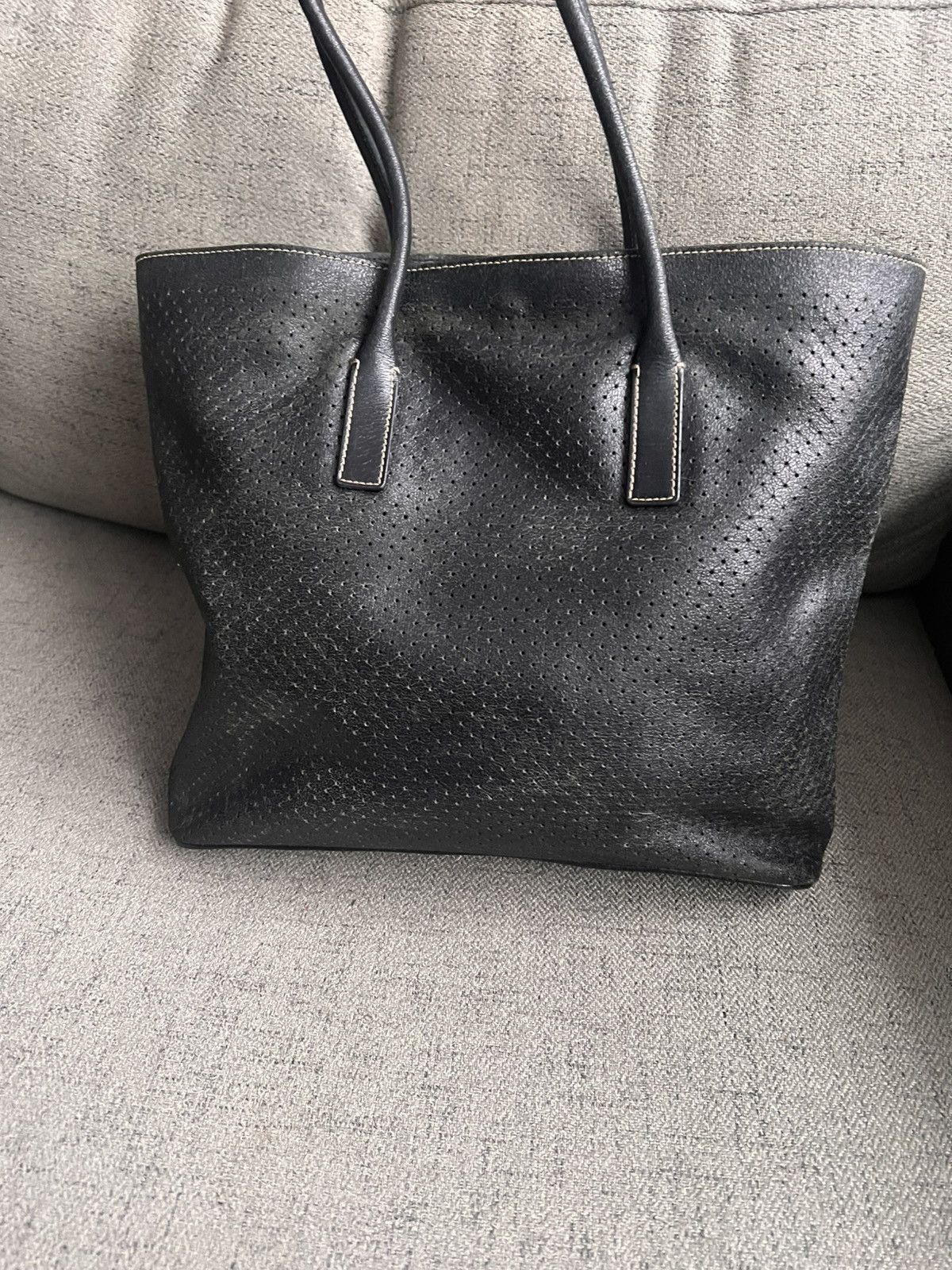 Prada Prada Perforated Leather Black shoulder tote bag Size ONE SIZE - 4 Thumbnail