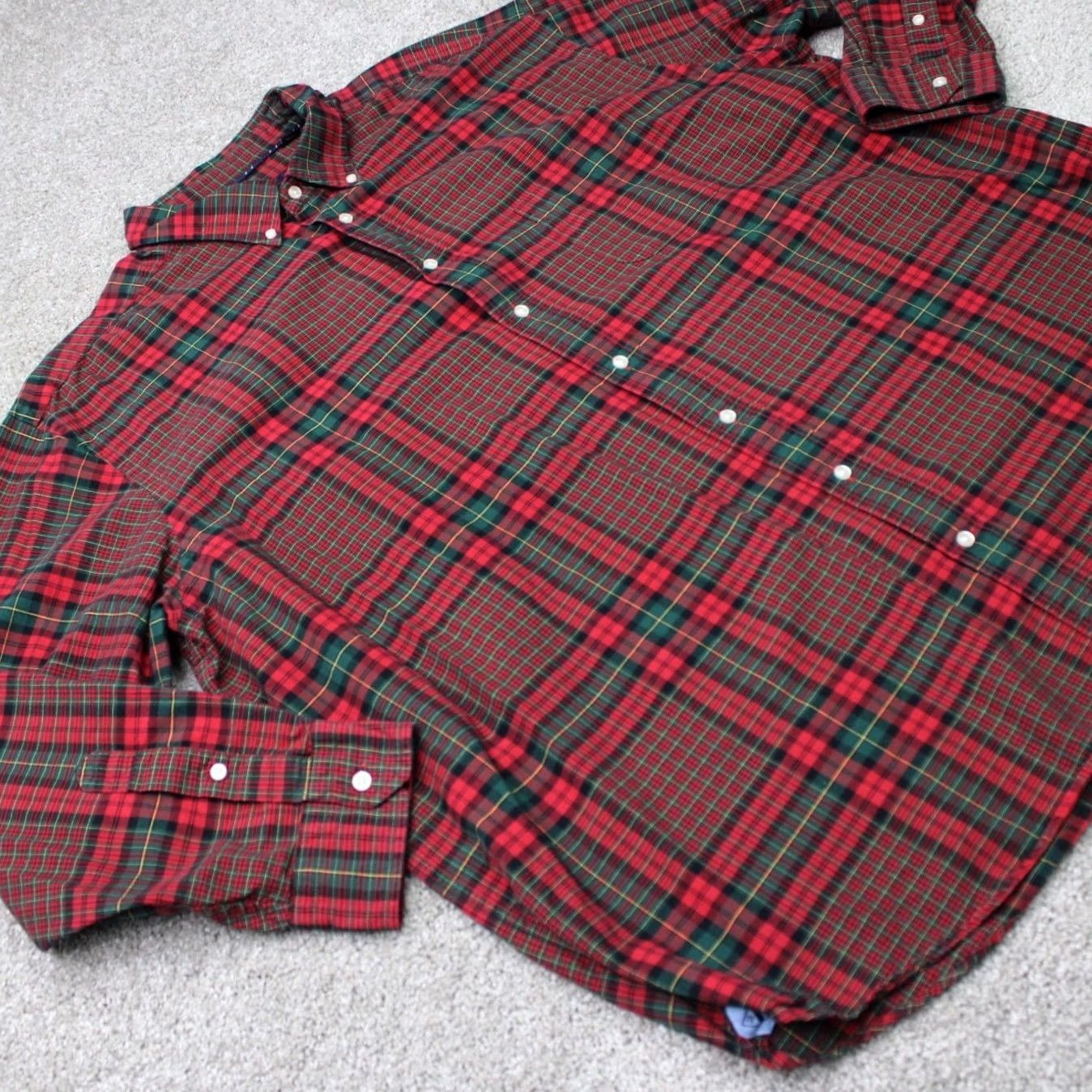 Cremieux Cremieux Classics Shirt Mens 3XB Red/Green Plaid 100% Cotton Long Sleeve Button-Up Big & Tall Mens Clothing Regular Fit Vintage: No Size US XXL / EU 58 / 5 - 5 Thumbnail
