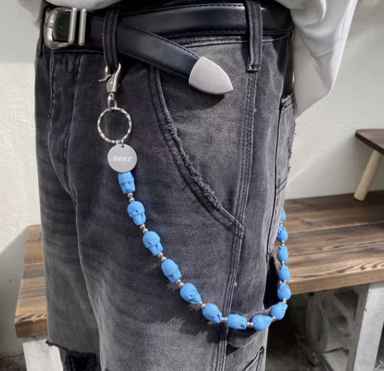 Jewelry Blue Acrylic Skull Pants Chain Size ONE SIZE - 1 Thumbnail