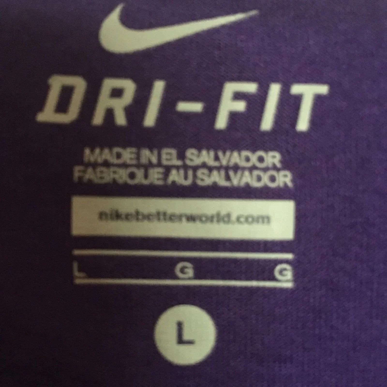 Nike Nike Dri-fit purple shirt with Nike swoosh on the front sz L Size L / US 10 / IT 46 - 3 Thumbnail