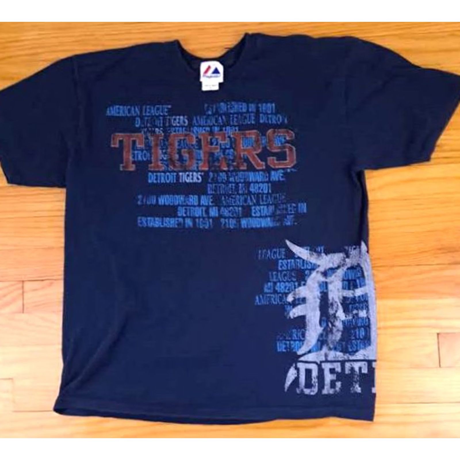 Vintage Majestic Detroit Tigers X-Large T-Shirt Blue Men XL Baseball American League Sports Modern Classic Shirt Mens Size US XL / EU 56 / 4 - 2 Thumbnail