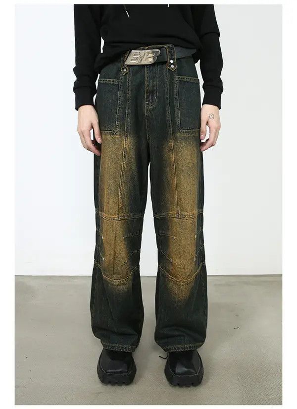 Japanese Brand Vintage washed distressed loose-fitting cargo jeans Size US 32 / EU 48 - 5 Thumbnail