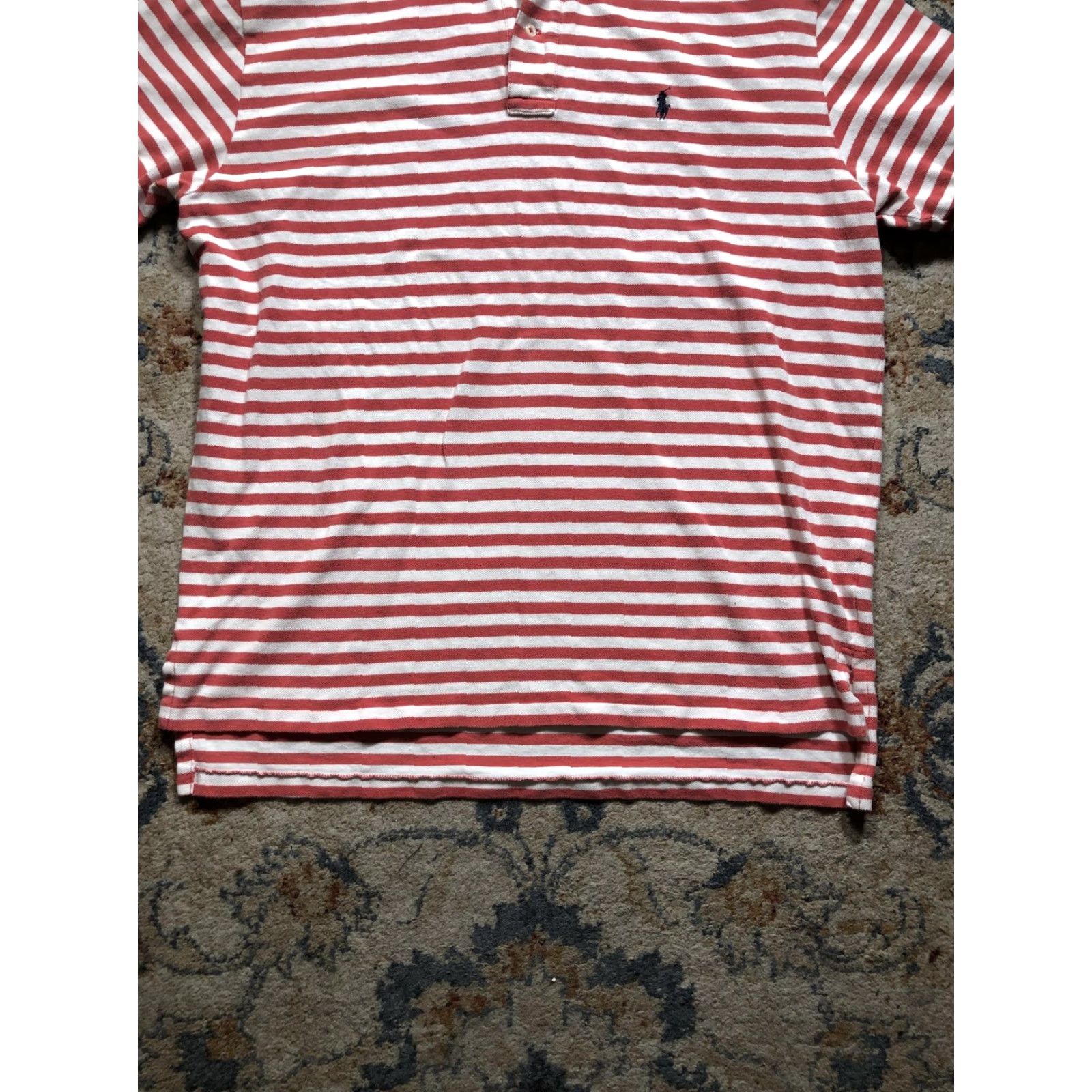 Polo Ralph Lauren VINTAGE Polo Ralph Lauren Polo Shirt Mens XL Red White Striped Cotton Pony Logo Size US XL / EU 56 / 4 - 5 Thumbnail