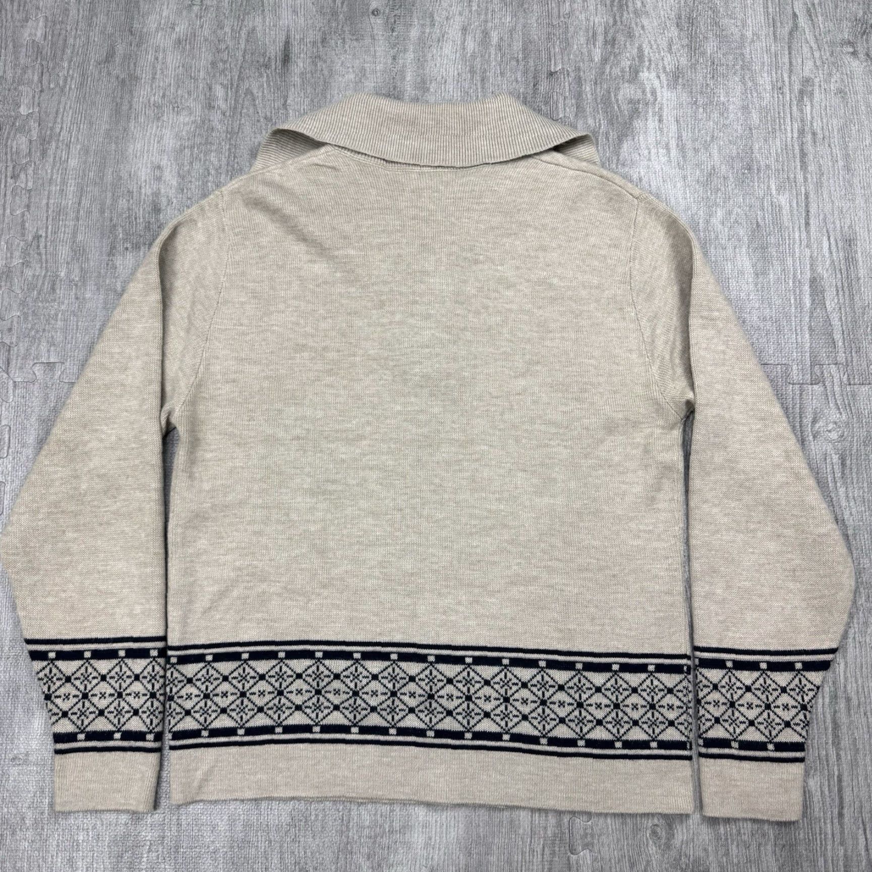 Vintage VINTAGE Lord Jeff Fair Isle Sweater Pullover Knit Beige L Collared Nautical Mens Size US L / EU 52-54 / 3 - 5 Thumbnail