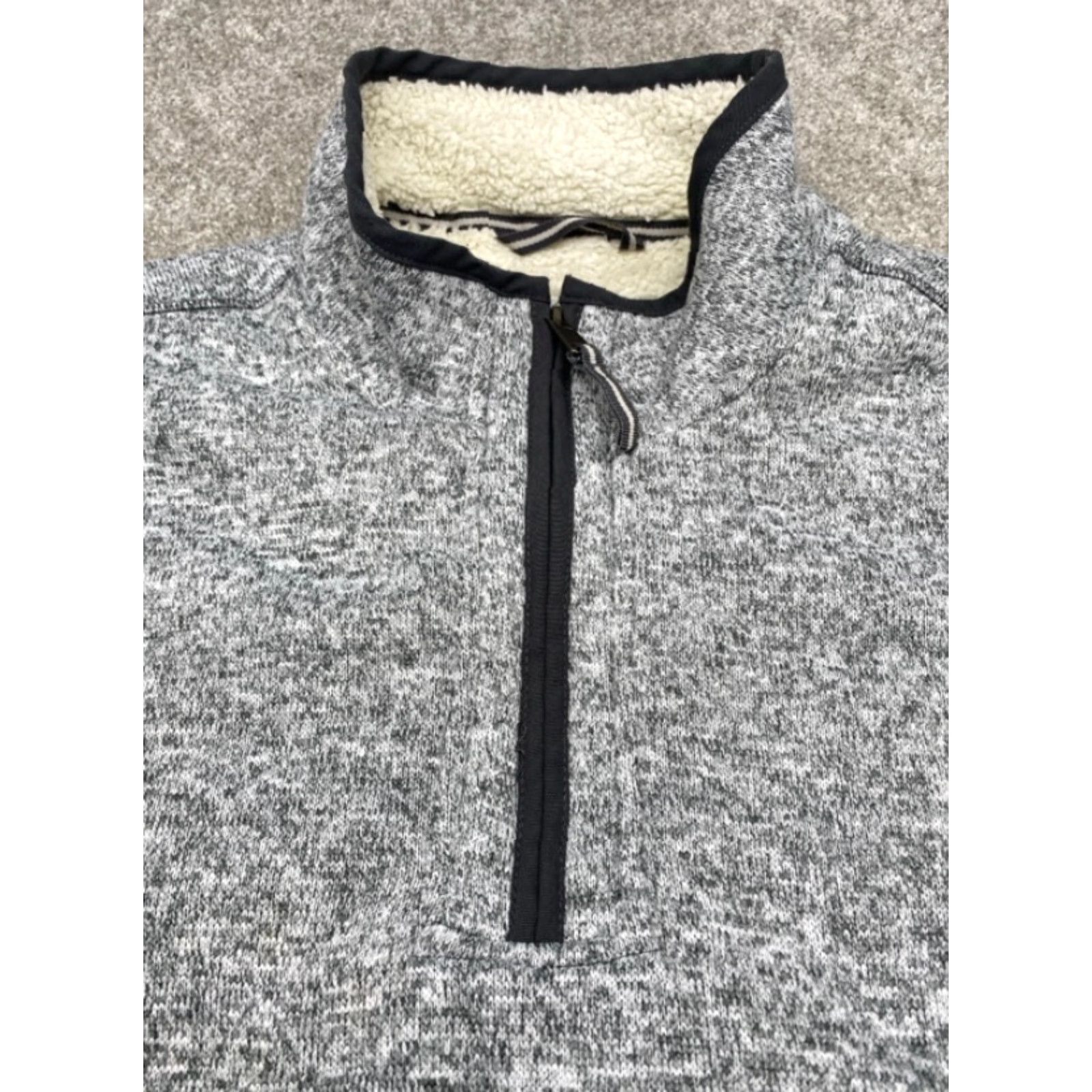 Orvis VINTAGE Orvis 1/4 Zip Sweater Men's XL Gray Heather Pullover Fleece Lined Sherpa Pockets Size US XL / EU 56 / 4 - 6 Thumbnail