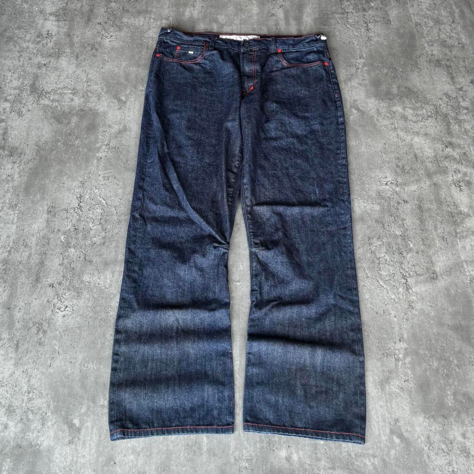 AKOO × JNCO × Vintage Y2K Baggy Jnco Style Embroidered Skater Carti Opium Jeans Size US 39 - 2 Thumbnail