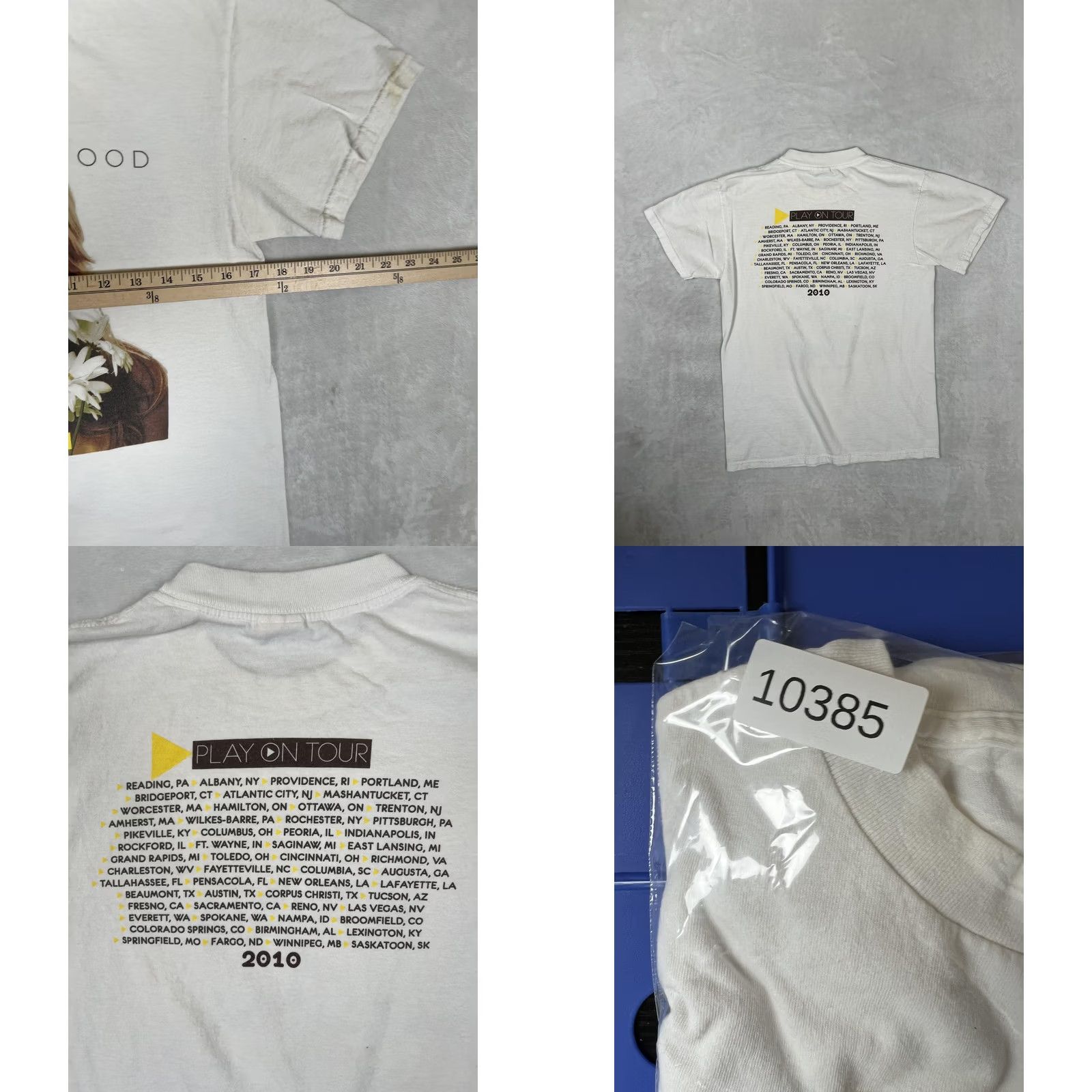 Vintage Carrie Underwood Play On Tour T-Shirt Mens Small White 2010 Concert Country Men S White 2010 Tour Size US S / EU 44-46 / 1 - 8 Thumbnail
