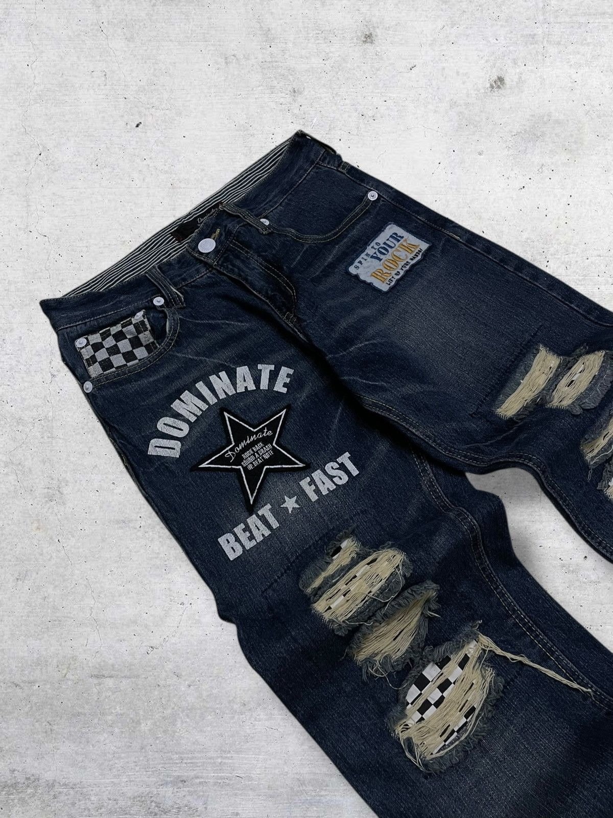 Hysteric Glamour VINTAGE DOMINATE CRAFTED OG DESIGNER JAPAN RIPPED PATCHWORK Size US 31 - 7 Thumbnail