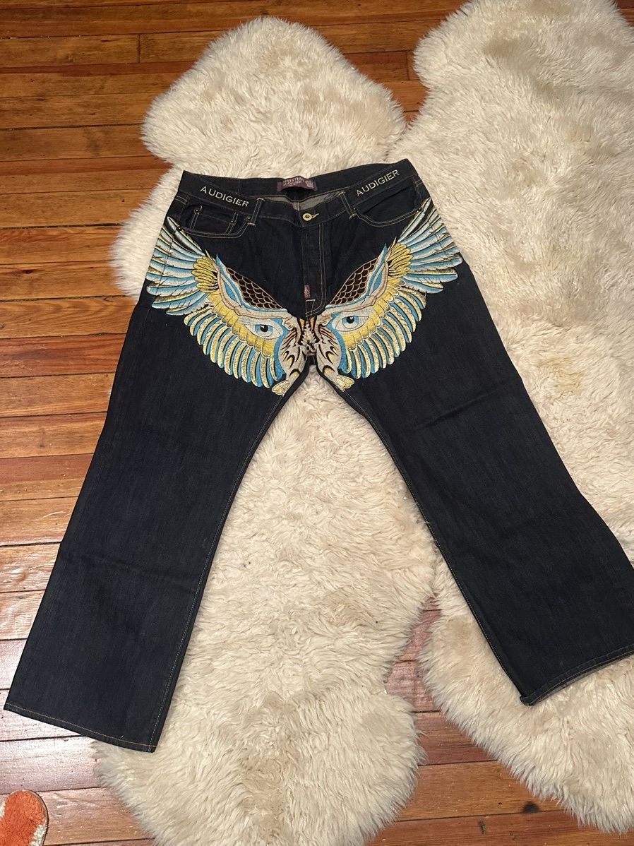 Ed Hardy × Japanese Brand × Vintage Insane rare Ed Hardy embroidery pants Size US 40 / EU 56 - 1 Thumbnail