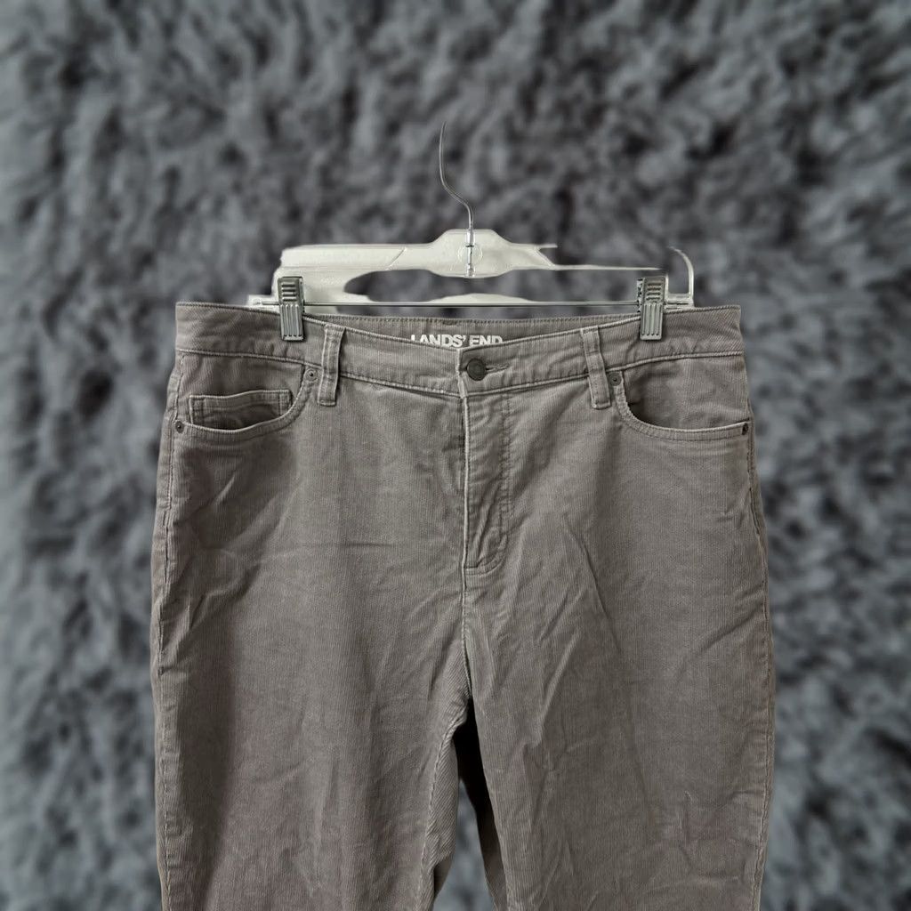 Lands' End Lands' End Corduroy Pants Womens 14 Gray 36x31 Straight Mid Rise Zipper Button Pockets Stretch Comfort Size 36" / US 14 / IT 50 - 1 Thumbnail