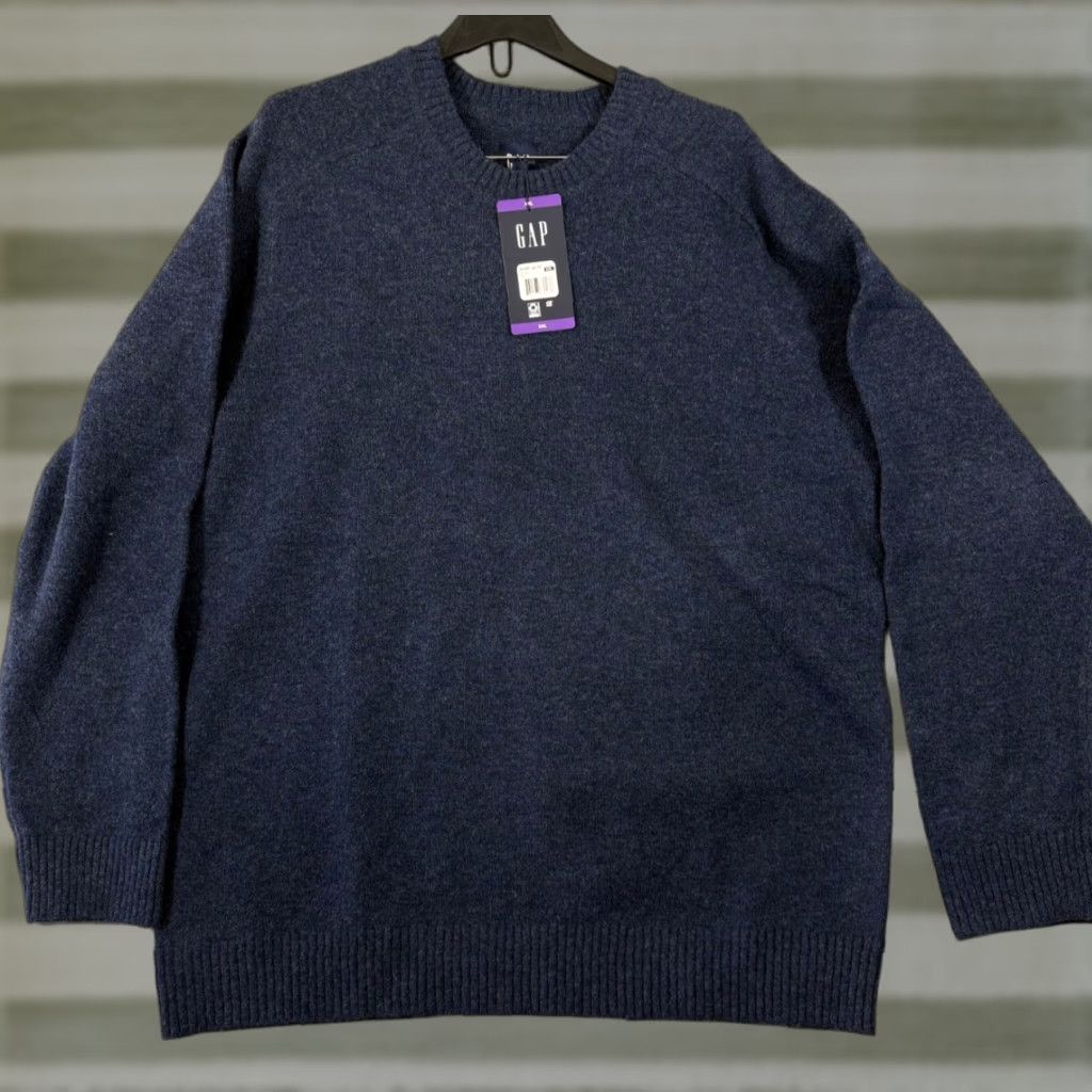 Gap Gap Sweater Mens 2XL Navy Blue Wool Blend Crew Neck Long Raglan Sleeve Pullover NWT Regular Fit Size US XXL / EU 58 / 5 - 1 Thumbnail