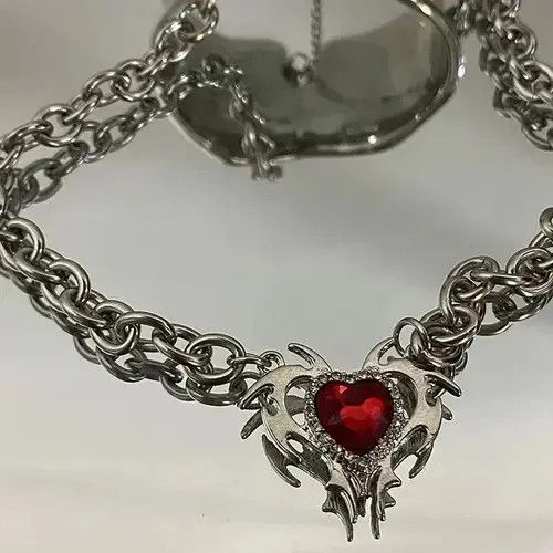 Other Electro Chain Crystal Heart Silver Abstract Star Pop Fantasy Size ONE SIZE - 2 Thumbnail