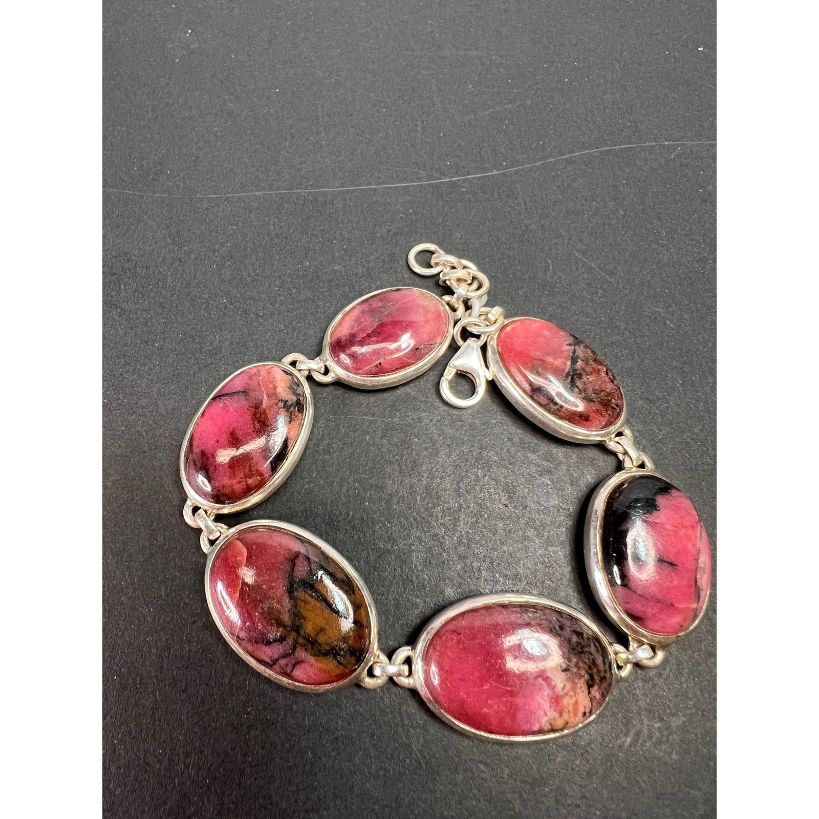 Other NEW Rhodonite sterling silver link bracelet 7.75 inch Size ONE SIZE - 9 Thumbnail