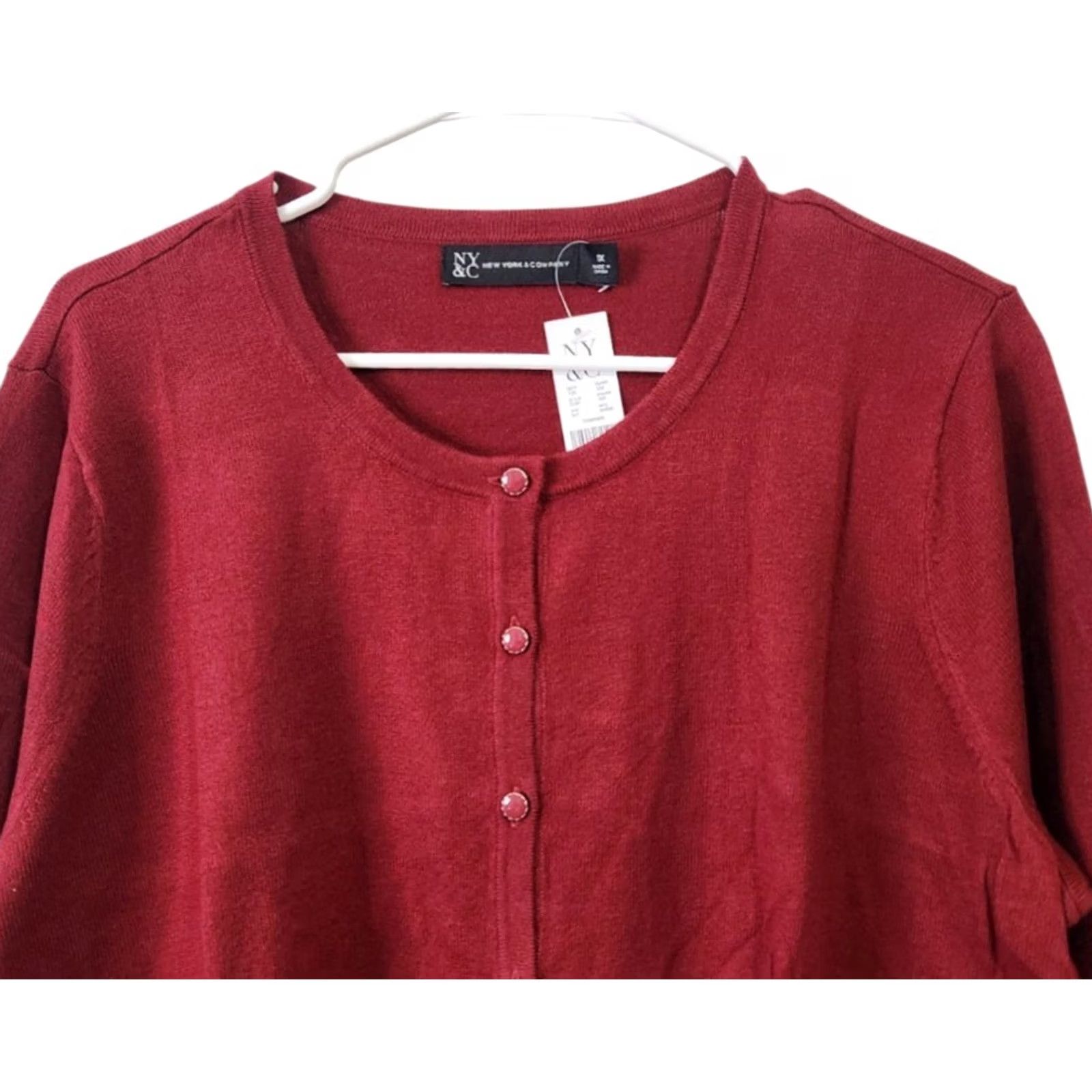Vintage VINTAGE New York & Company NY&Co Cardigan Sweater Knit 3/4 Sleeve Red Womens 1X Cardigan Size XL / US 12-14 / IT 48-50 - 3 Thumbnail