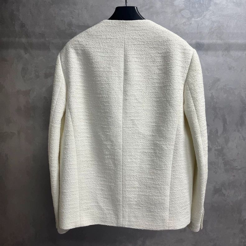 Louis Vuitton Louis Vuitton 24 Newest White Solid Collarless Single Breas Size US L / EU 52-54 / 3 - 6 Thumbnail