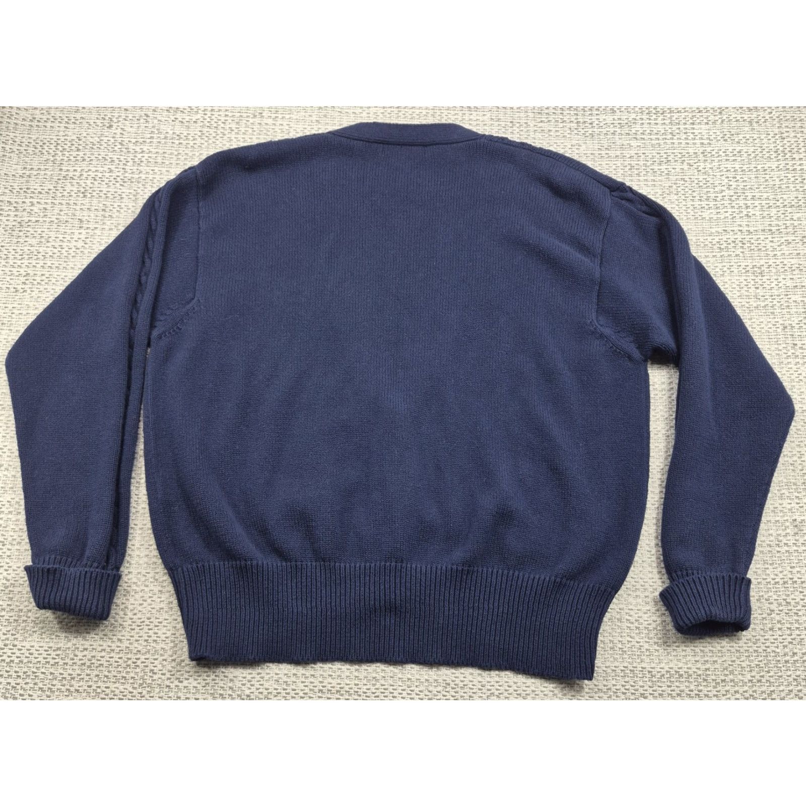 Vintage VINTAGE YarnWorks Cardigan Sweater Blue XL Button Up Cable Knit V Neck Cotton Mens Size US XL / EU 56 / 4 - 6 Thumbnail