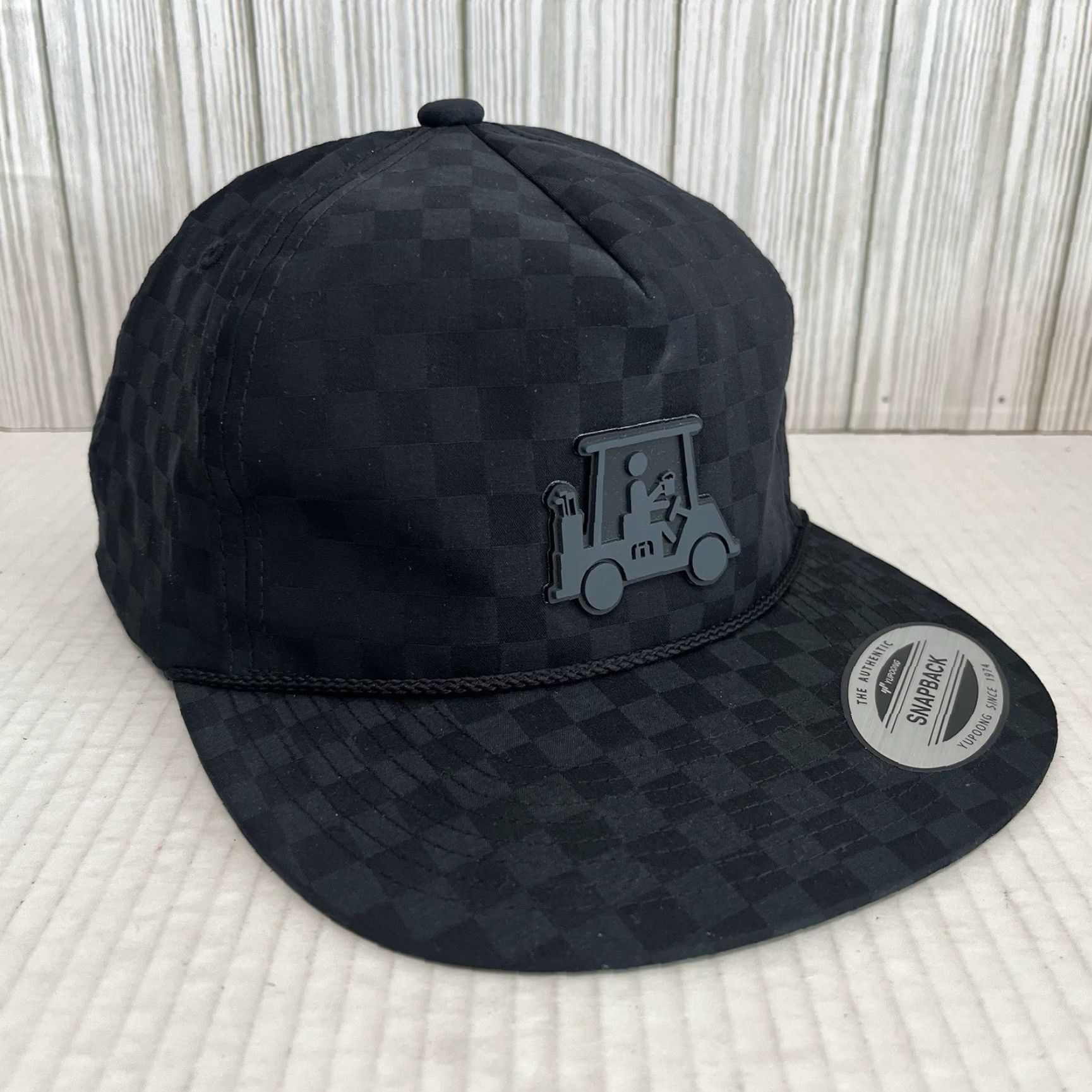 TravisMathew Travis Mathew Golf Hat Cap Time of Arrival Snapback Black Checkered Cart Men One Size Adjustable Snapback Sports Cap Size ONE SIZE - 4 Thumbnail