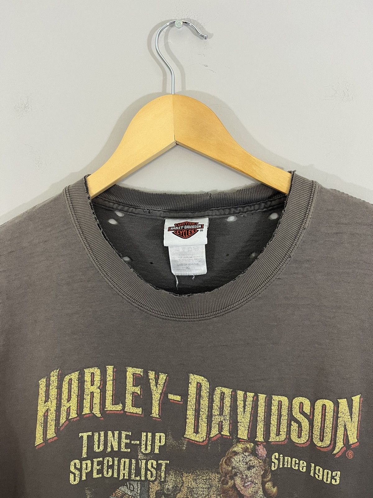 Harley Davidson Thrashed Sun Faded Distressed Y2K KANSAS Tee Size US XL / EU 56 / 4 - 5 Thumbnail