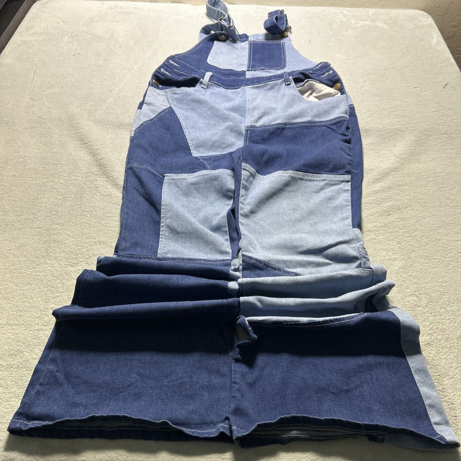 JNCO Patchwork Colorblock Overalls Womens 13 32x33 Beyond Baggy Size 32" / US 10 / IT 46 - 3 Thumbnail