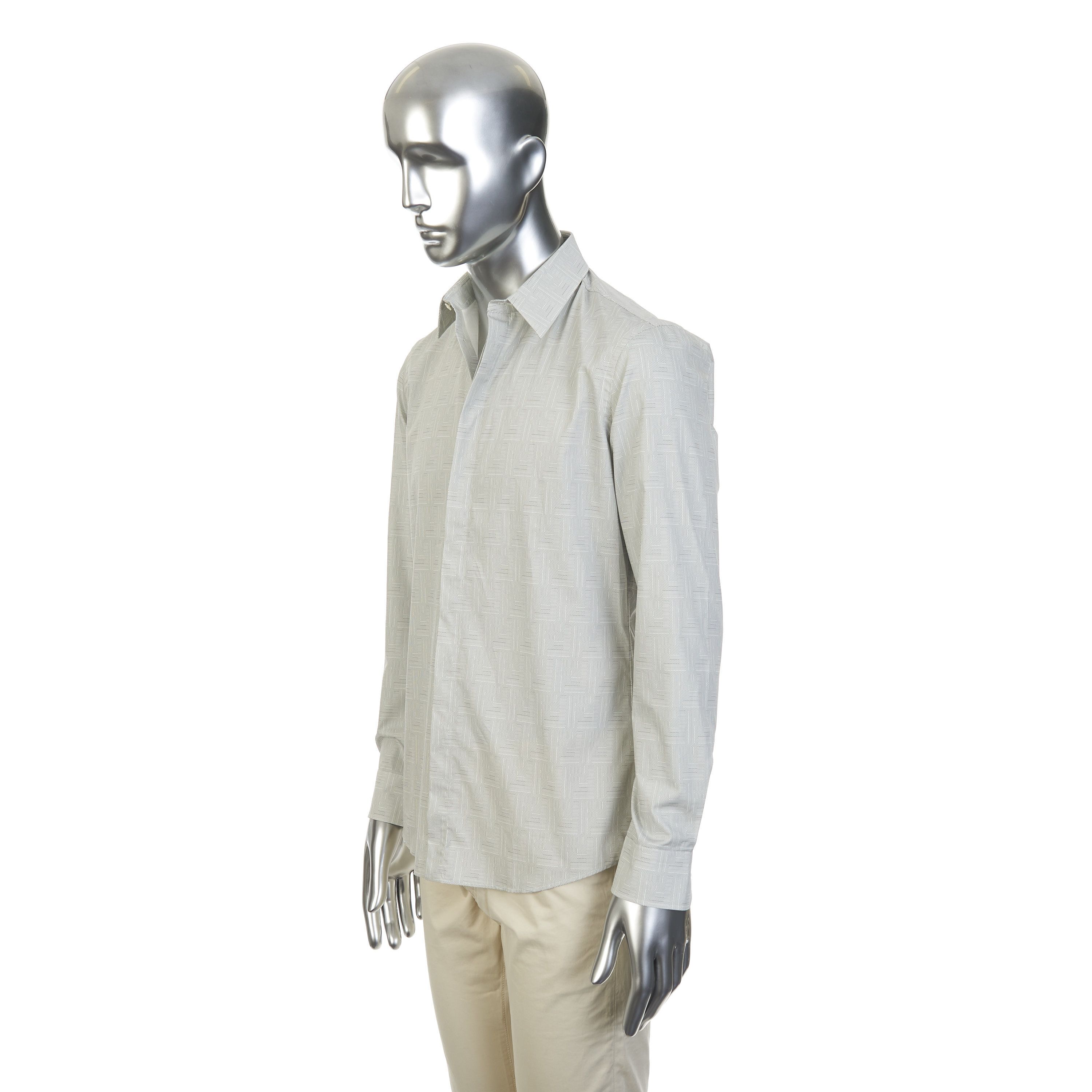 Fendi Longsleeve Shirt In Beige Cotton With Fendi Motif Print Size US M / EU 48-50 / 2 - 3 Thumbnail