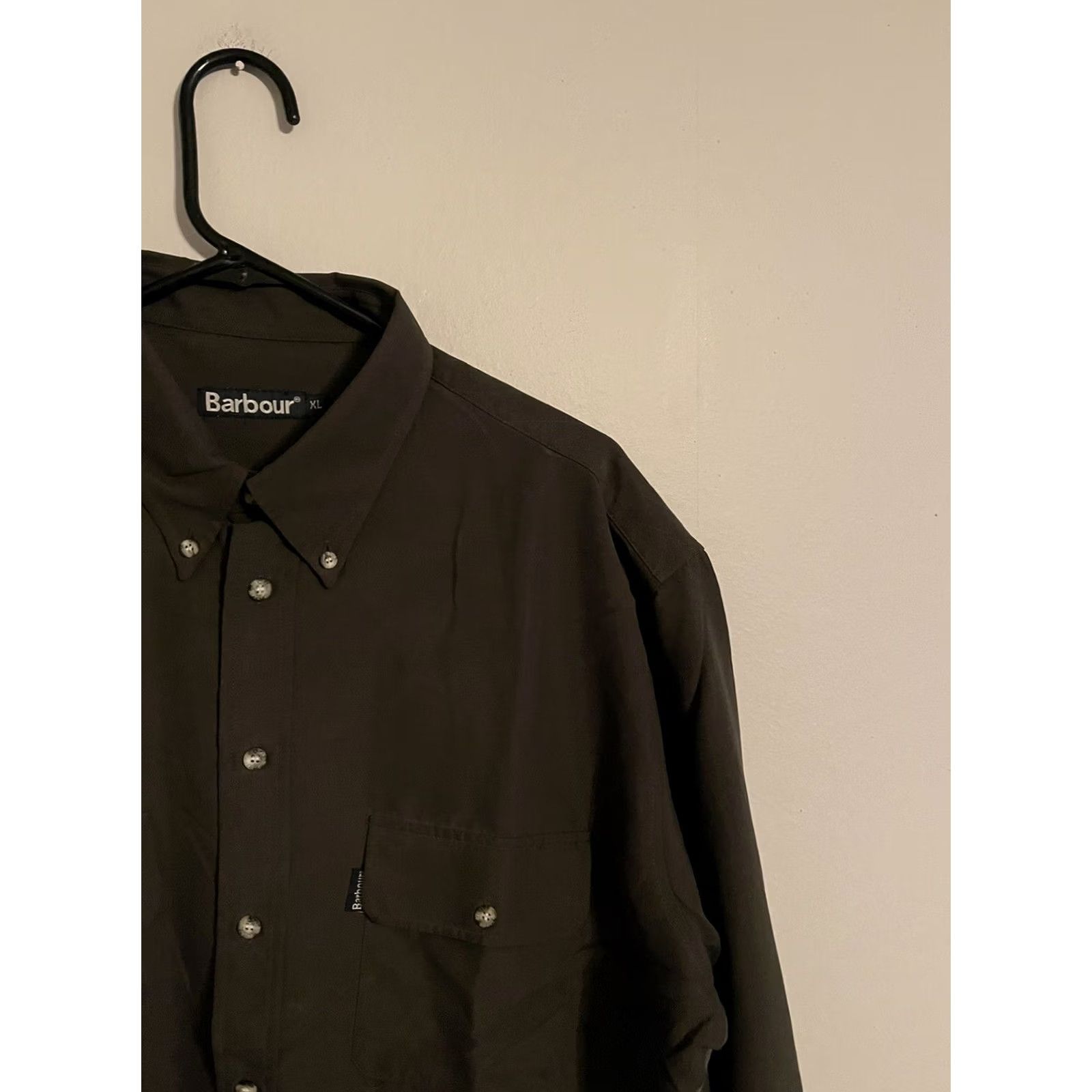Barbour VINTAGE Barbour Olive Green Polyester L/S Button Up Vented Guide Shirt - Men's XLarge XL Size US XL / EU 56 / 4 - 2 Thumbnail