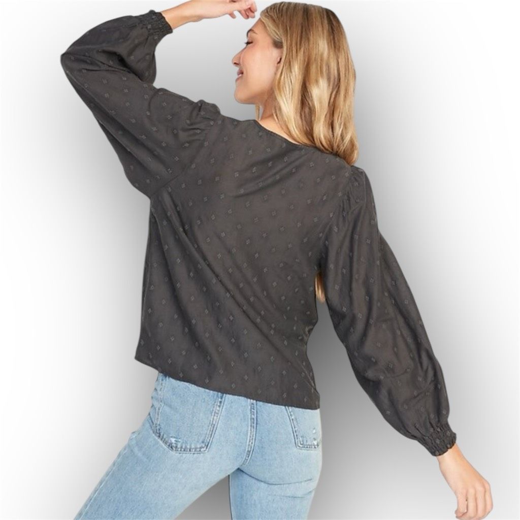 Old Navy Old Navy Long-Sleeve Clip-Dot Peasant Blouse, Long Puff Sleeves Women’s Large Size L / US 10 / IT 46 - 1 Thumbnail