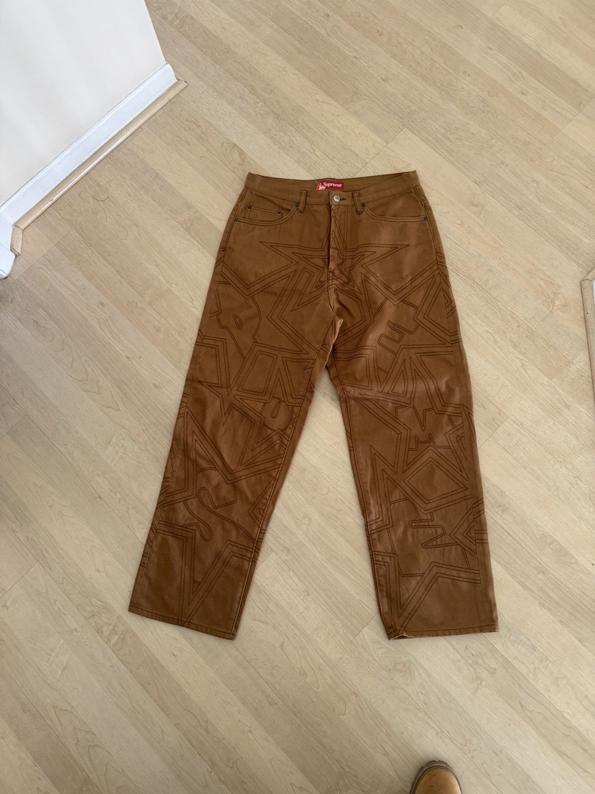 Supreme Supreme Stars Topstitch Baggy Jeans | Grailed