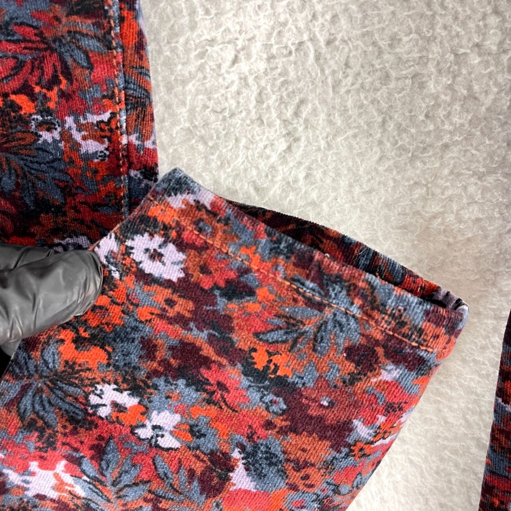 Anthropologie Pilcro Anthropologie Maroon Floral Corduroy High-Rise Skinny Pants Womens 29 Size 29" - 7 Thumbnail