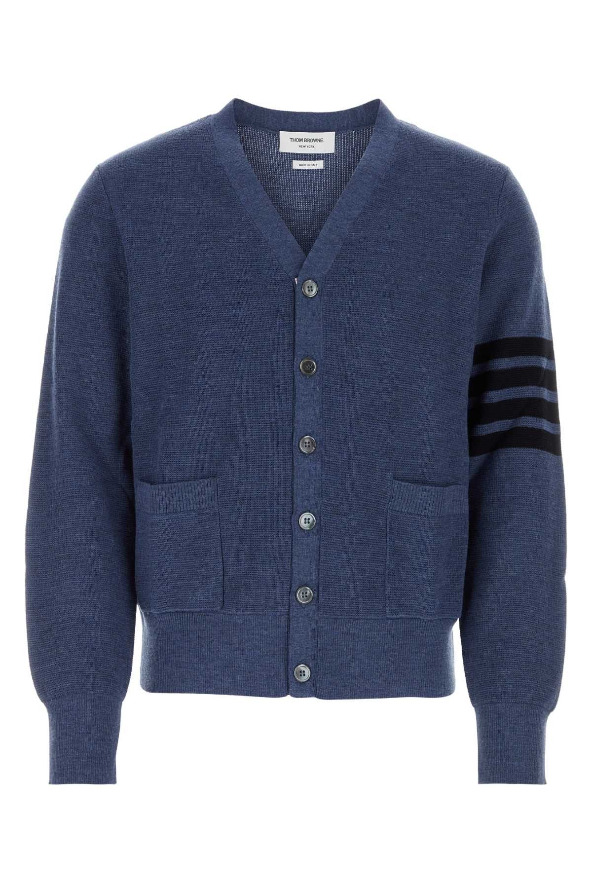 Image of Thom Browne Blue Cotton Cardigan, Men's (Size 2XL)