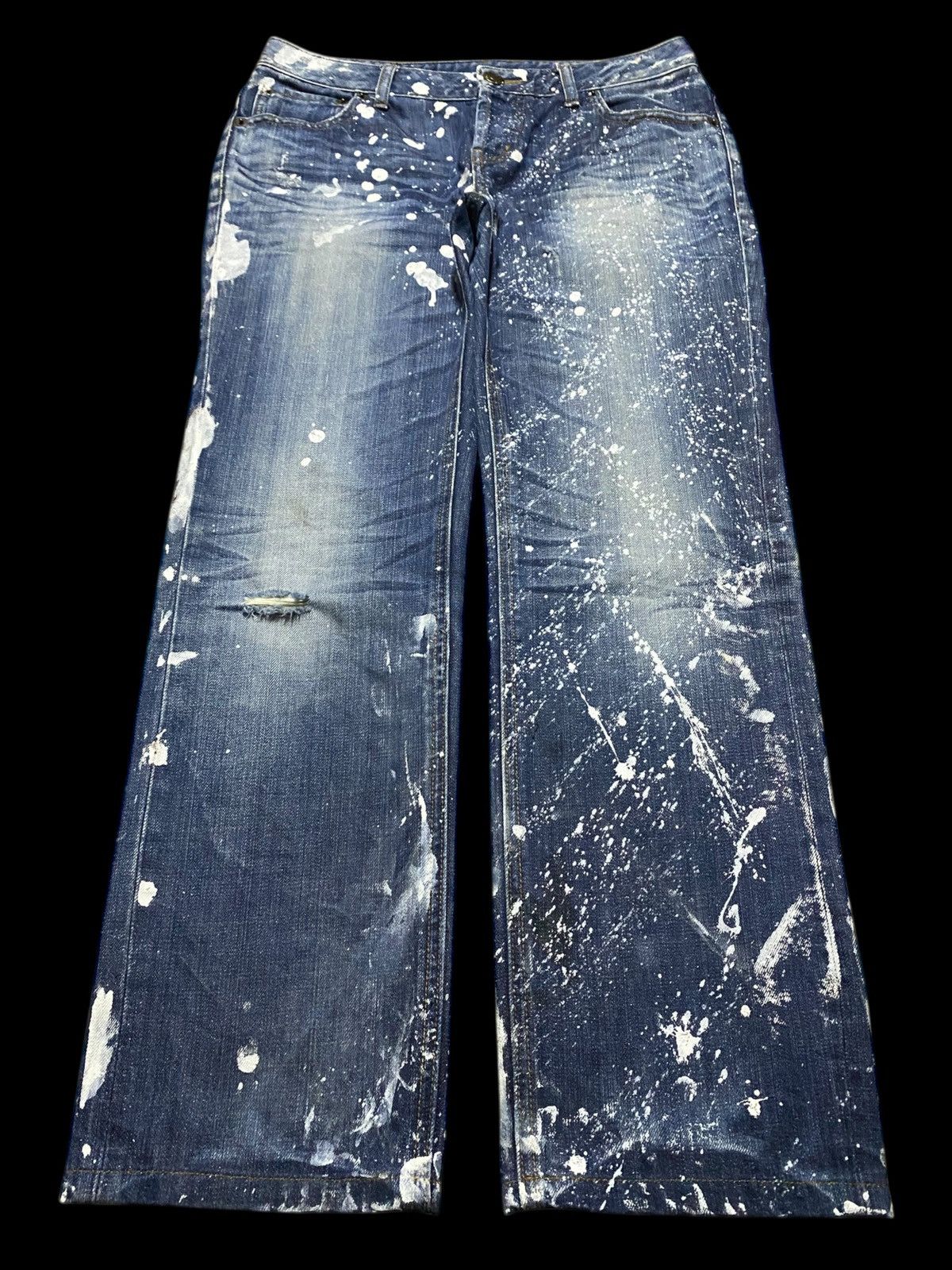 Nicole Club Vintage Japanese Brand Paint Splatter Distressed Loose Jeans Size US 30 / EU 46 - 1 Thumbnail