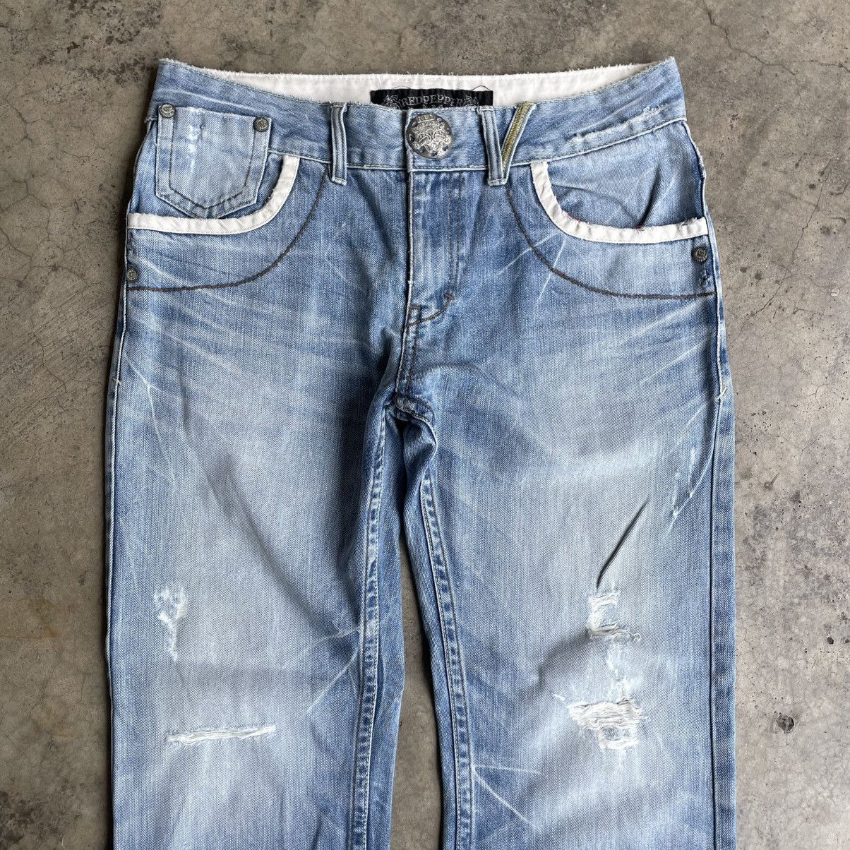 Japanese Brand 🔥🇯🇵Red Pepper Stoned Washed Ripped Distress Denim Jeans Size US 34 / EU 50 - 2 Thumbnail