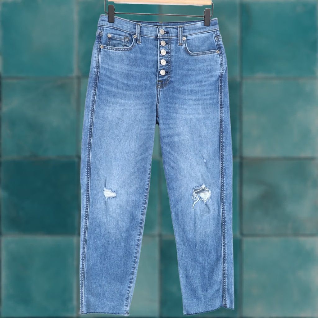 7 For All Mankind VINTAGE 7 For All Mankind Jeans Womens 28 Blue High Waist Cropped Straight Button Fly Size 28" / US 6 / IT 42 - 1 Thumbnail