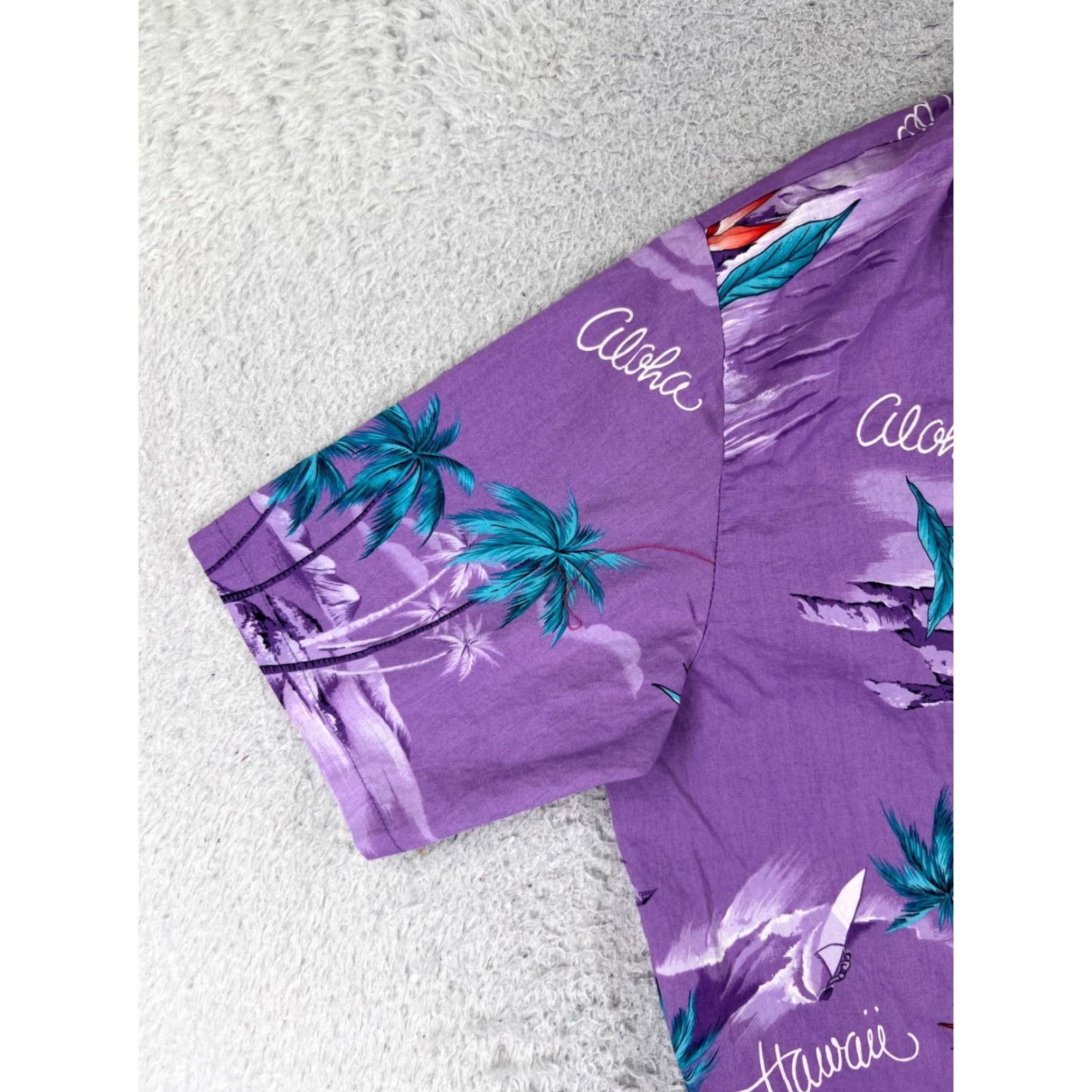 Vintage Pacific Local Button-Up Shirt Adult Large Purple Palm Bird Paradise Hawaiian Size US L / EU 52-54 / 3 - 3 Thumbnail