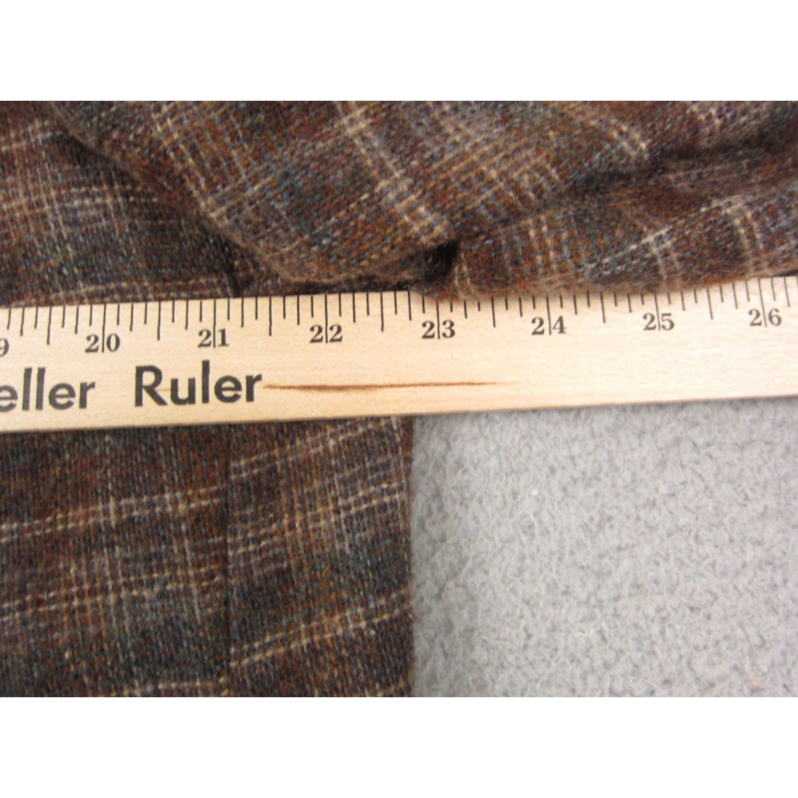 Palace VINTAGE Palace Clothiers Blazer Jacket Mens 44 Brown Tweed Plaid 80s 90s Sports Coat Two-Button Front Mid-Length Regular Fit Mens Size 44R - 6 Thumbnail