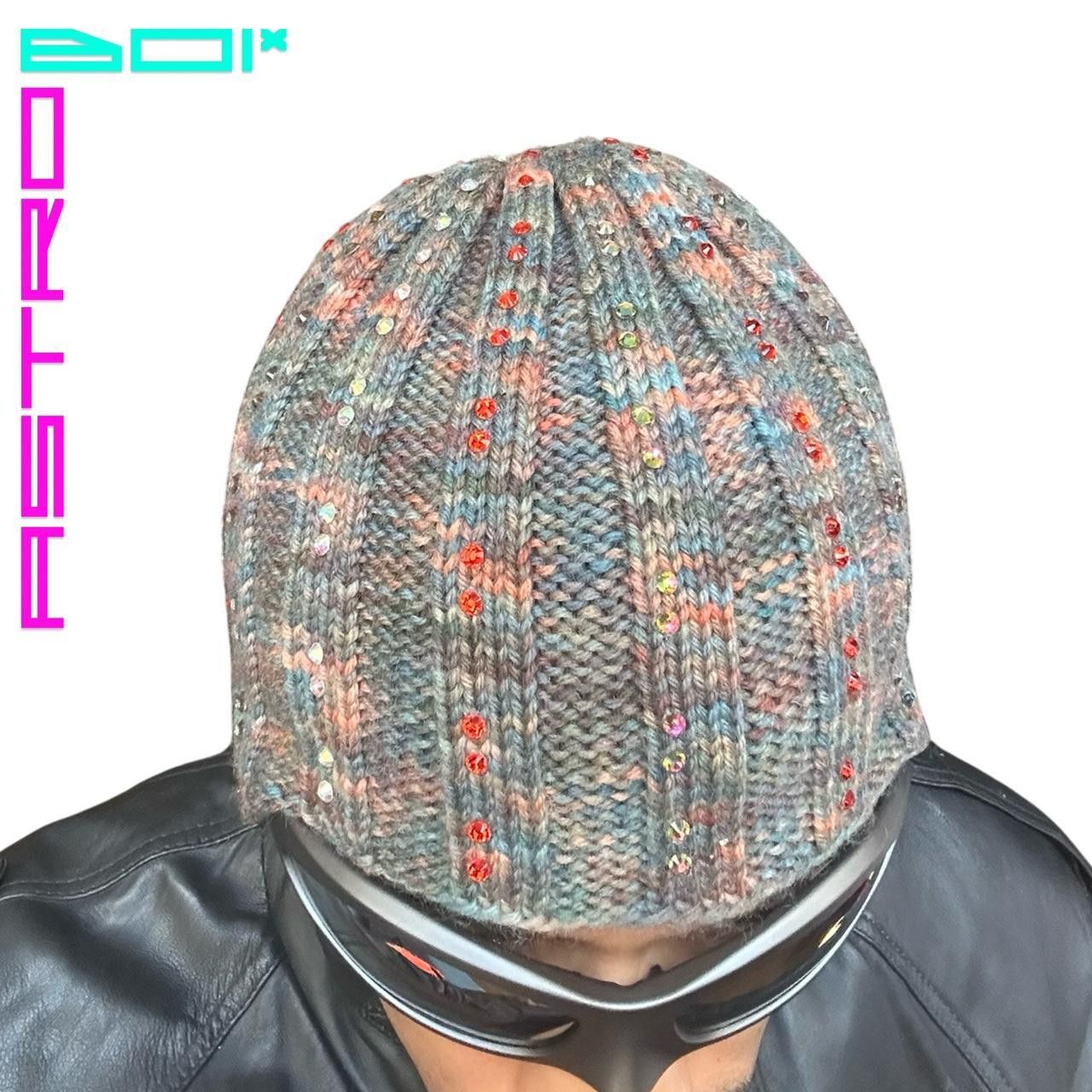 Other ASTROBOI* Olive Green Marbled Ribbed Beanie w/ Rhinestones Size ONE SIZE - 2 Thumbnail