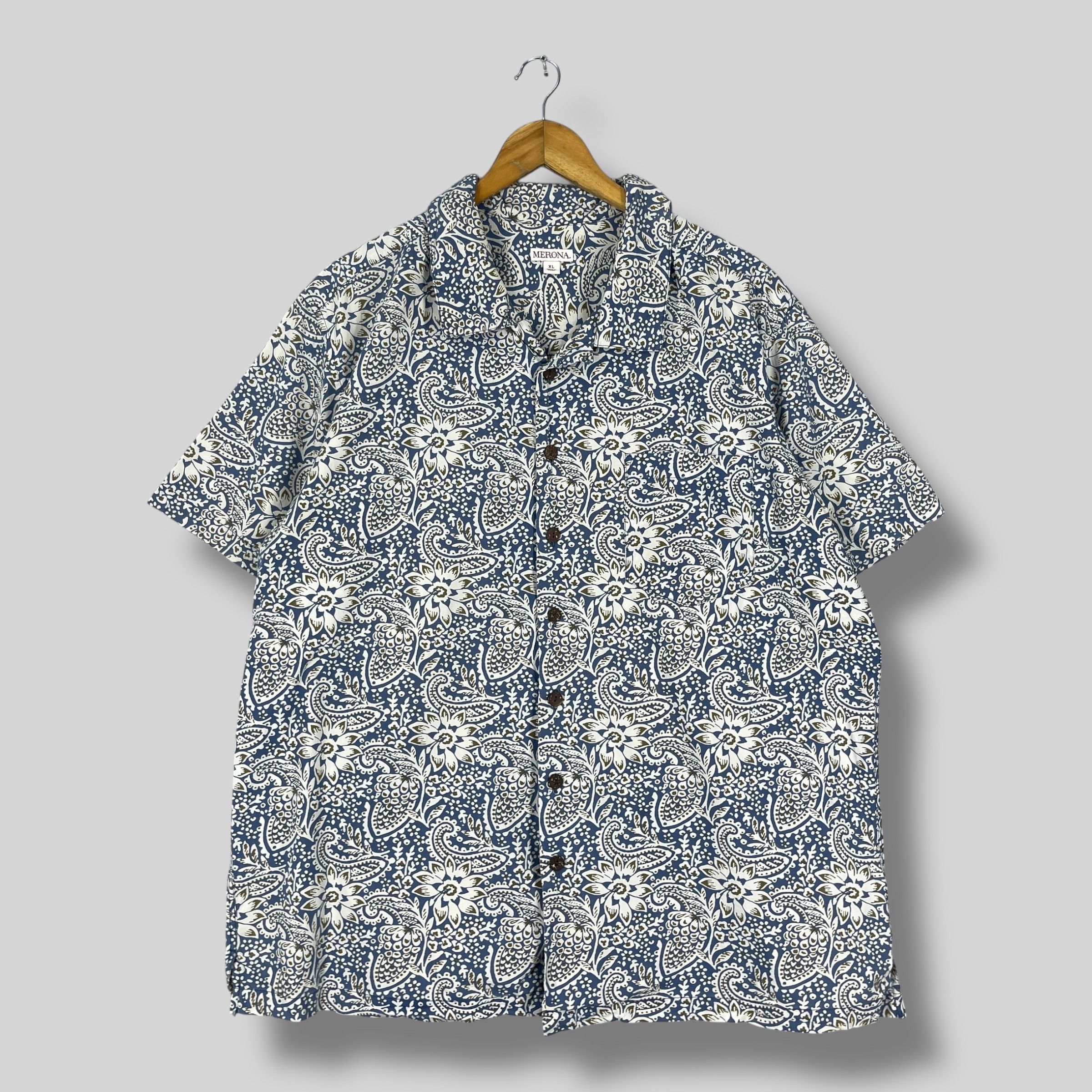 Vintage Vintage Y2K MERONA Hawaiian Paisley Flower Motive Shirt Size US XL / EU 56 / 4 - 1 Thumbnail