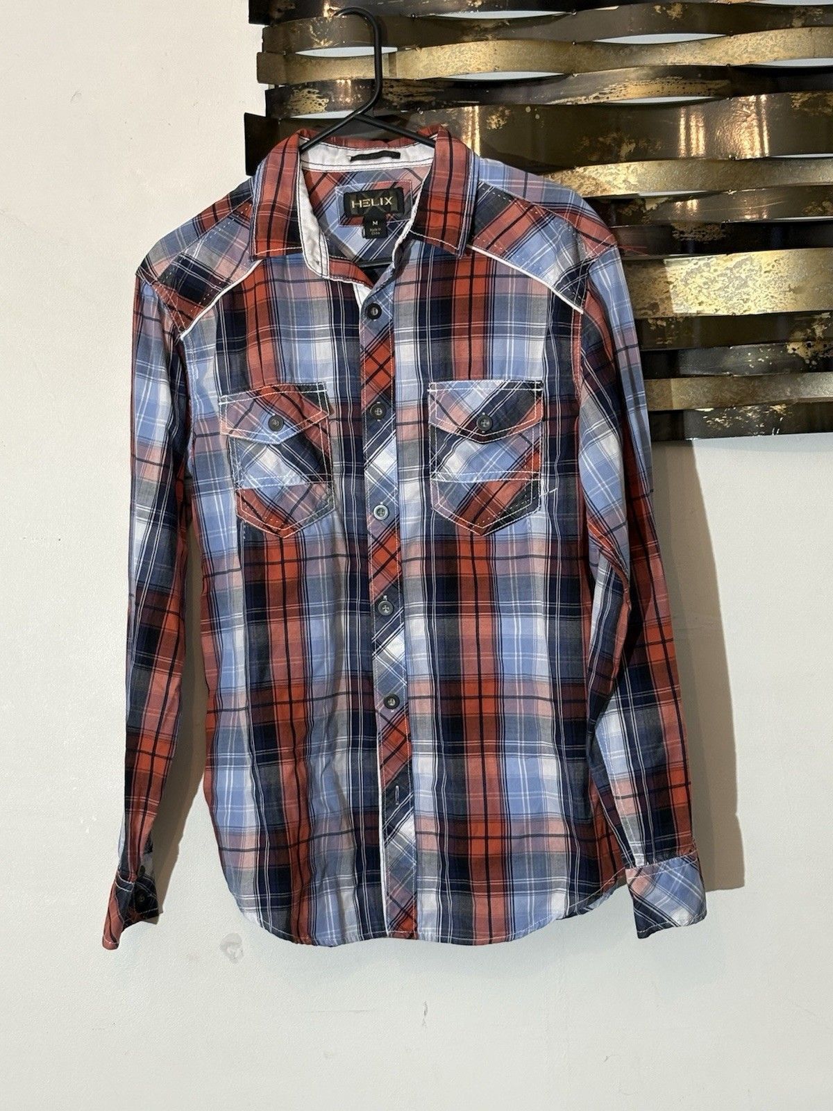 Helix Helix Authentic Fit Medium Red Plaid Button Up Size US M / EU 48-50 / 2 - 1 Thumbnail