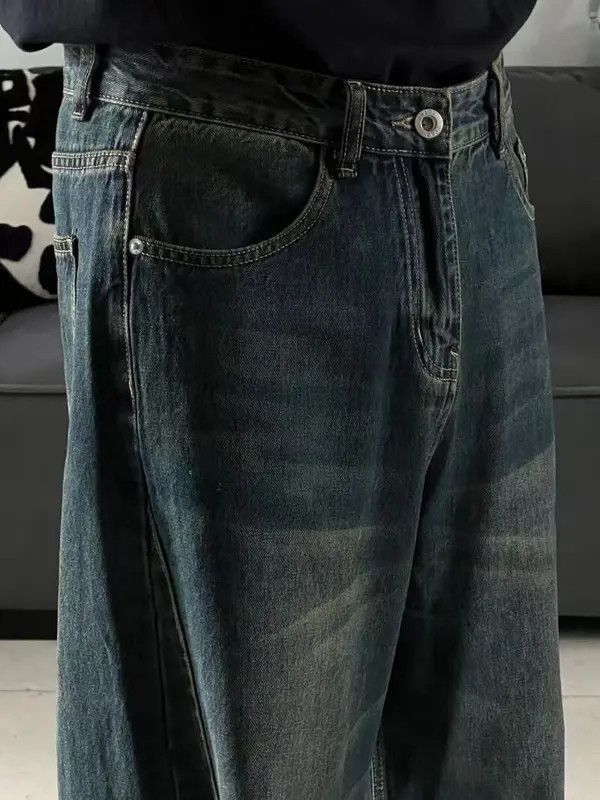 Japanese Brand Risa Men's blue washed vintage distressed straight jeans Size US 32 / EU 48 - 5 Thumbnail