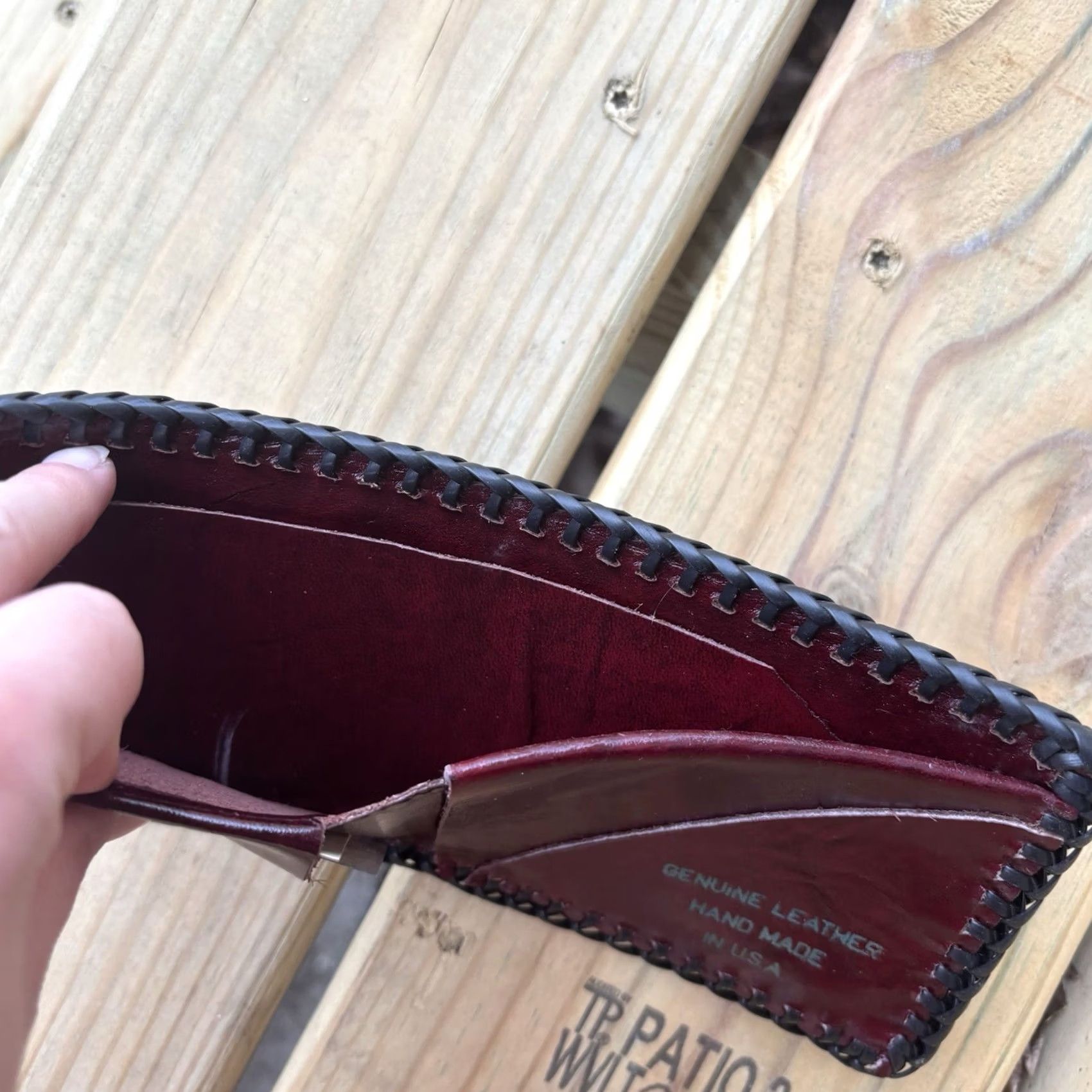 Vintage VINTAGE Wallet Leather USA Scene Nature Sportsman Hand Tooled Whipstitch Size ONE SIZE - 3 Thumbnail