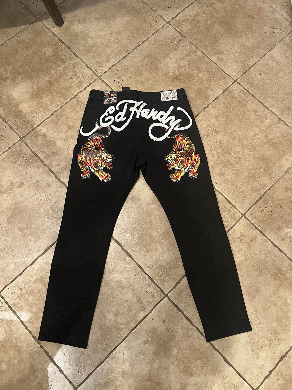 image of NWT Ed Hardy Tiger Black Jeans Size 36, Men's