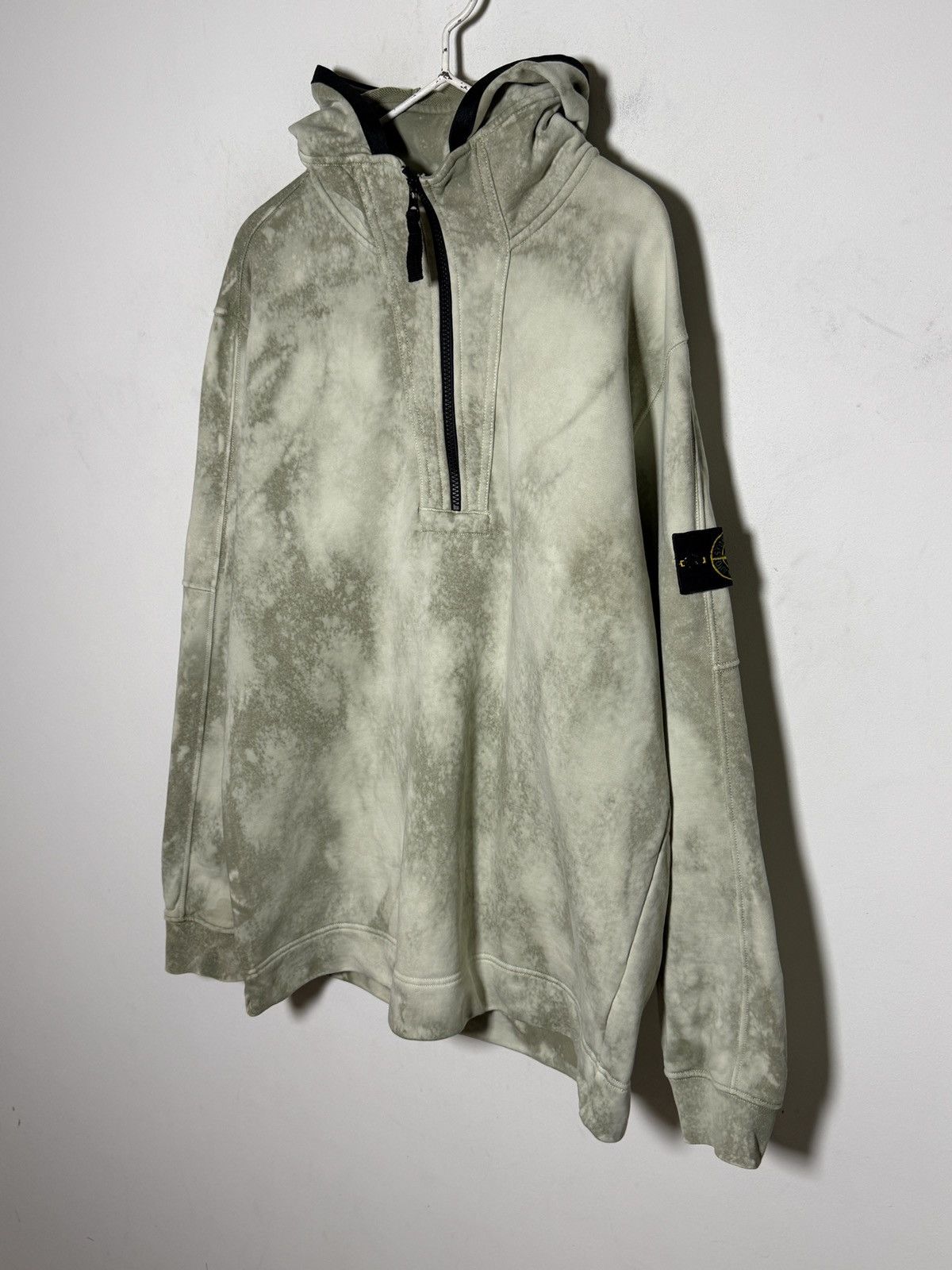 Stone Island half-zip hoodie hand corrosion